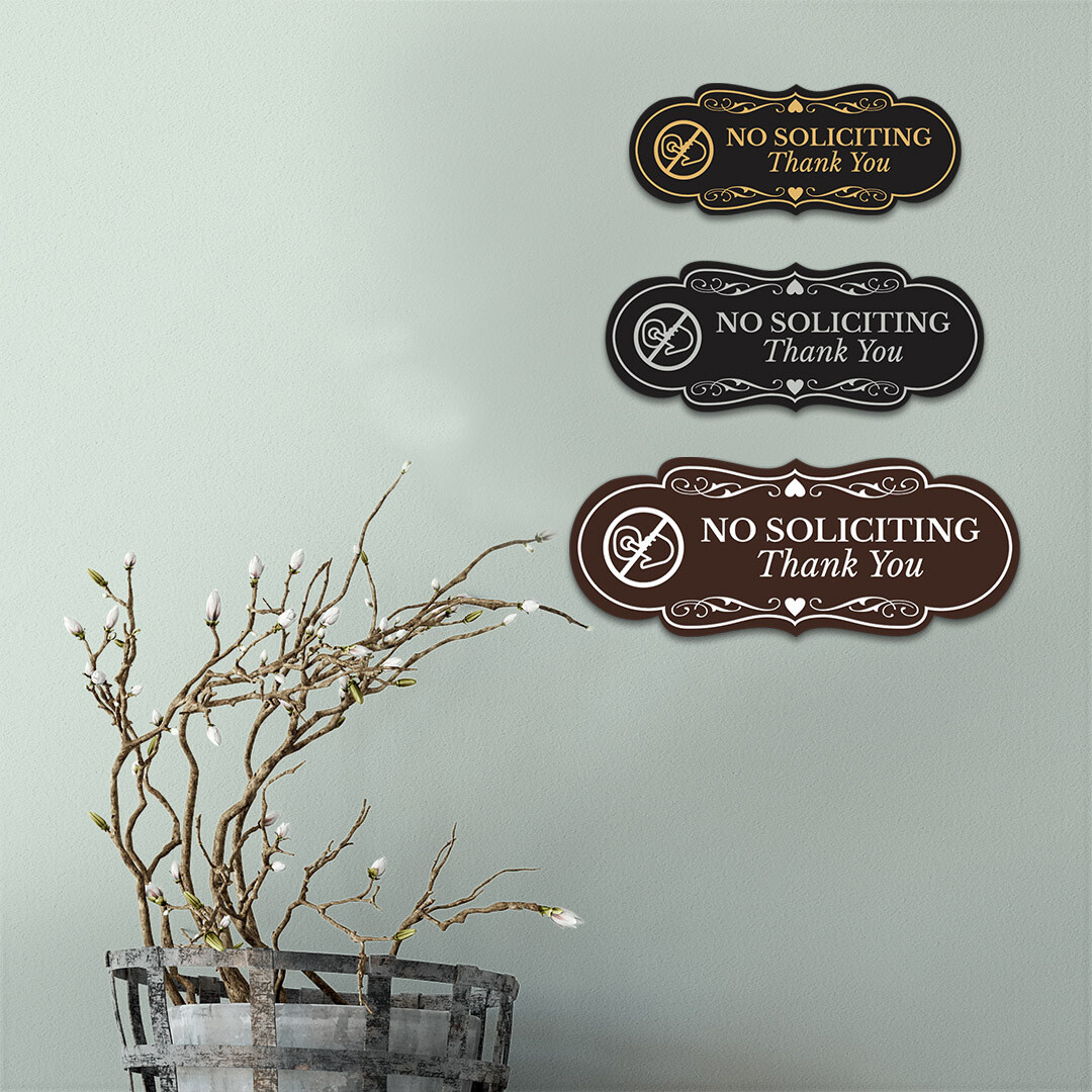 Designer No Soliciting Thank You (Doorbell) Wall or Door Sign