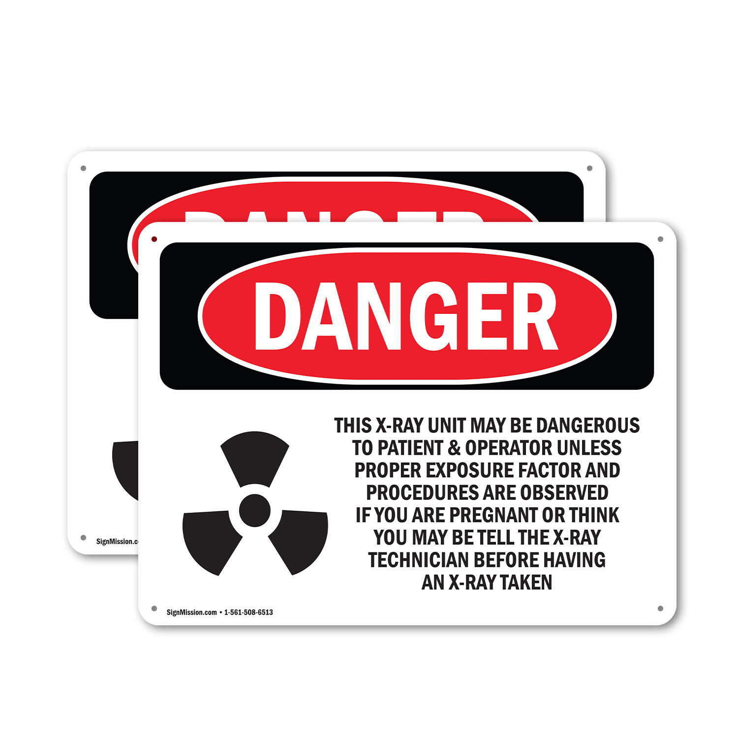(2 Pack) This X-Ray Unit May Be Dangerous OSHA Danger Sign Decal Metal Plastic