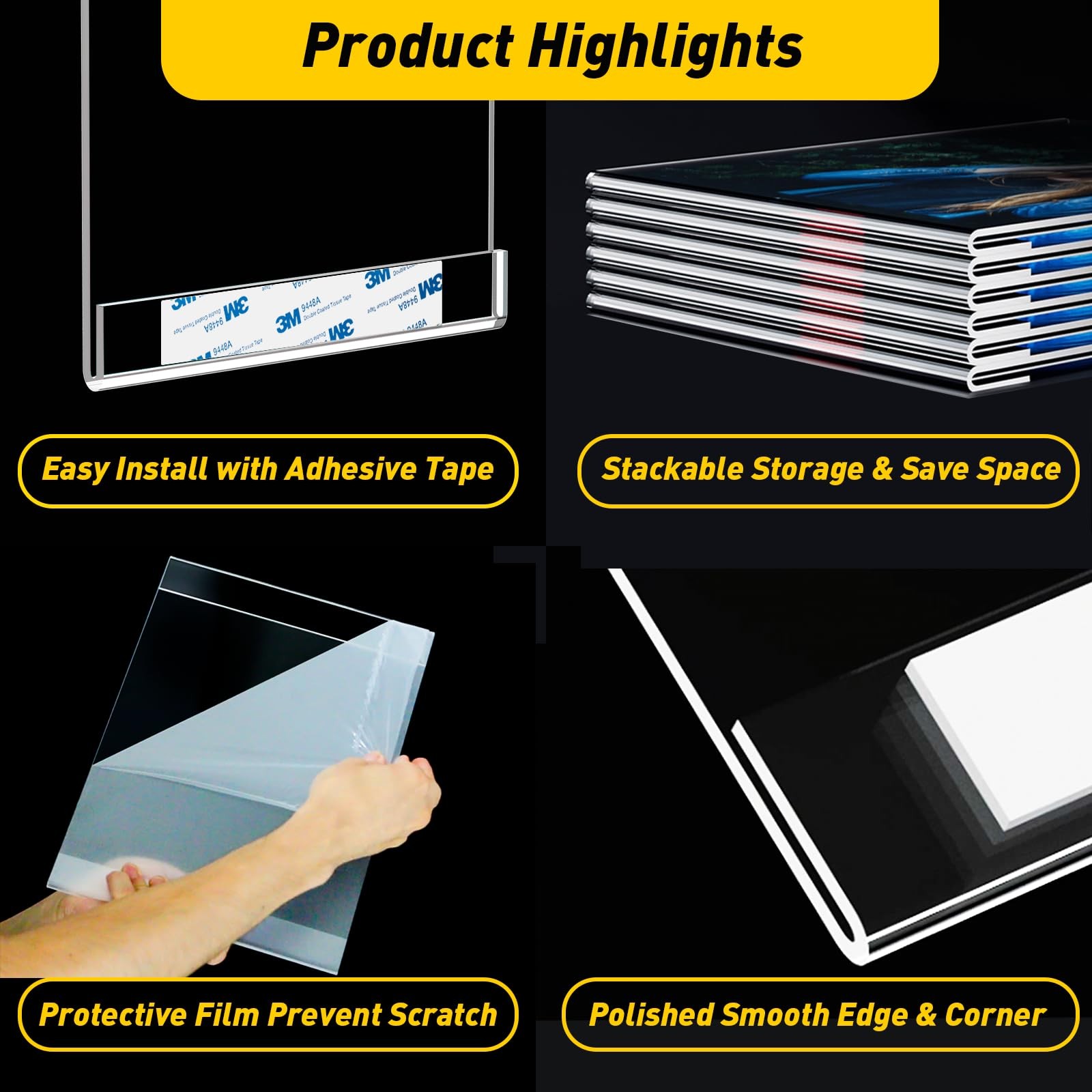 20 Pcs Acrylic Sign Holder 11 x 8.5, Horizontal Wall Mount Sign Holders with …
