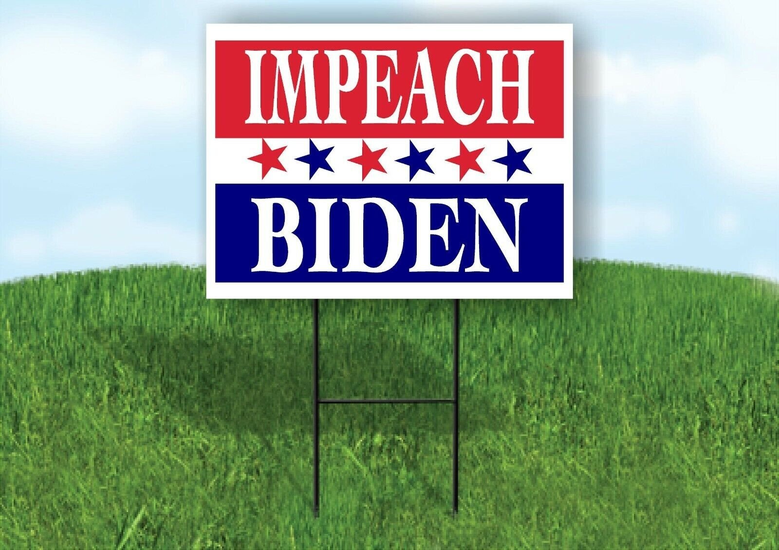 IMPEACH RED BLUE STARS Yard Sign with Stand LAWN SIGN