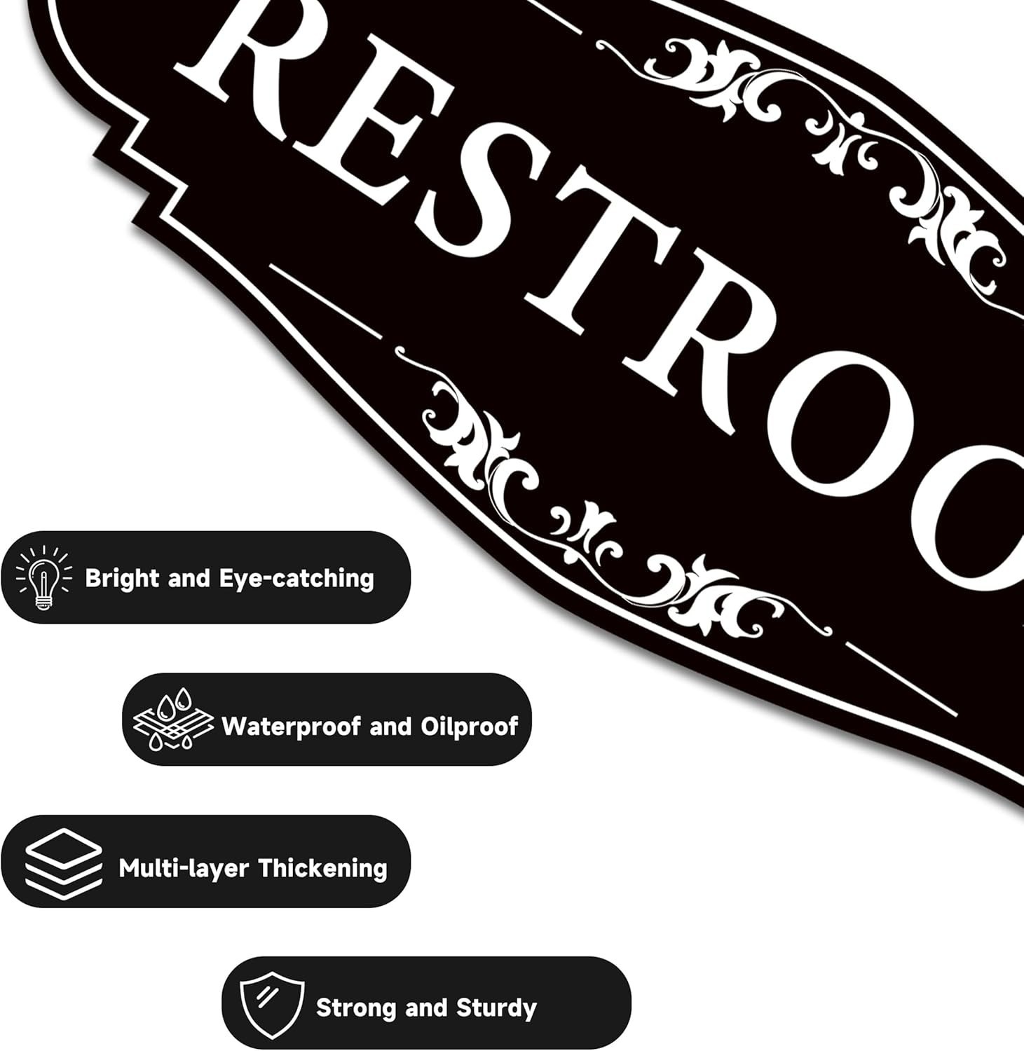 Matte Finish Unisex Restroom Sign Sticker – 9In Vinyl for Business & Home Use