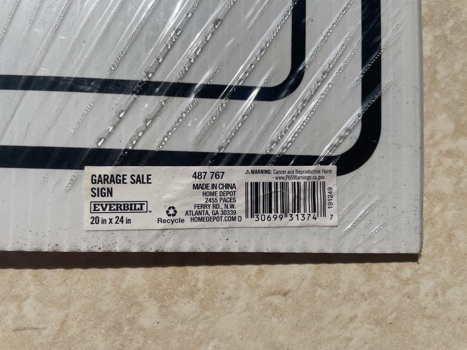 20 IN. X 24 IN. CORRUGATED PLASTIC GARAGE SALE SIGN