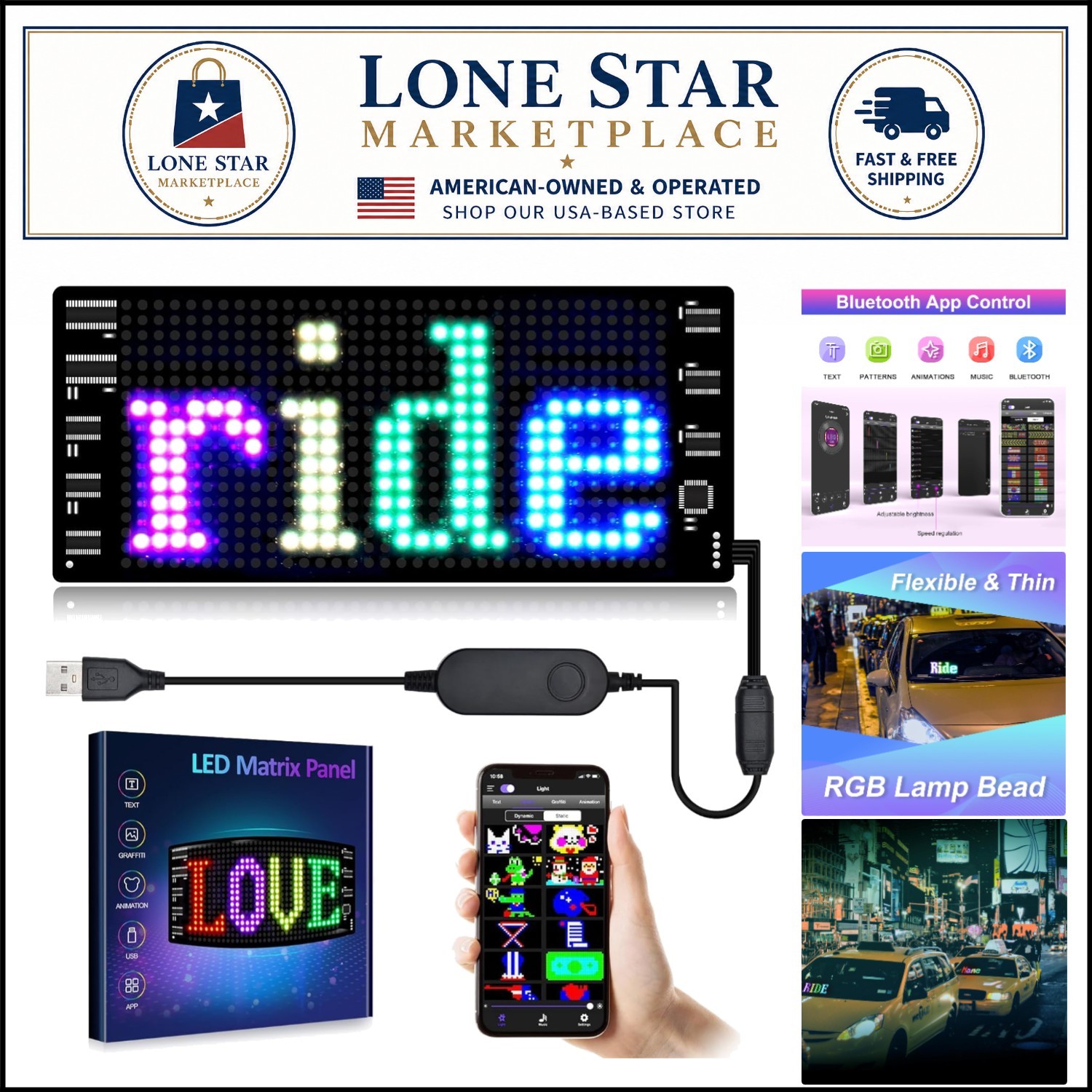 Flexible Waterproof LED Sign for Cars – Bluetooth App & Customizable Display