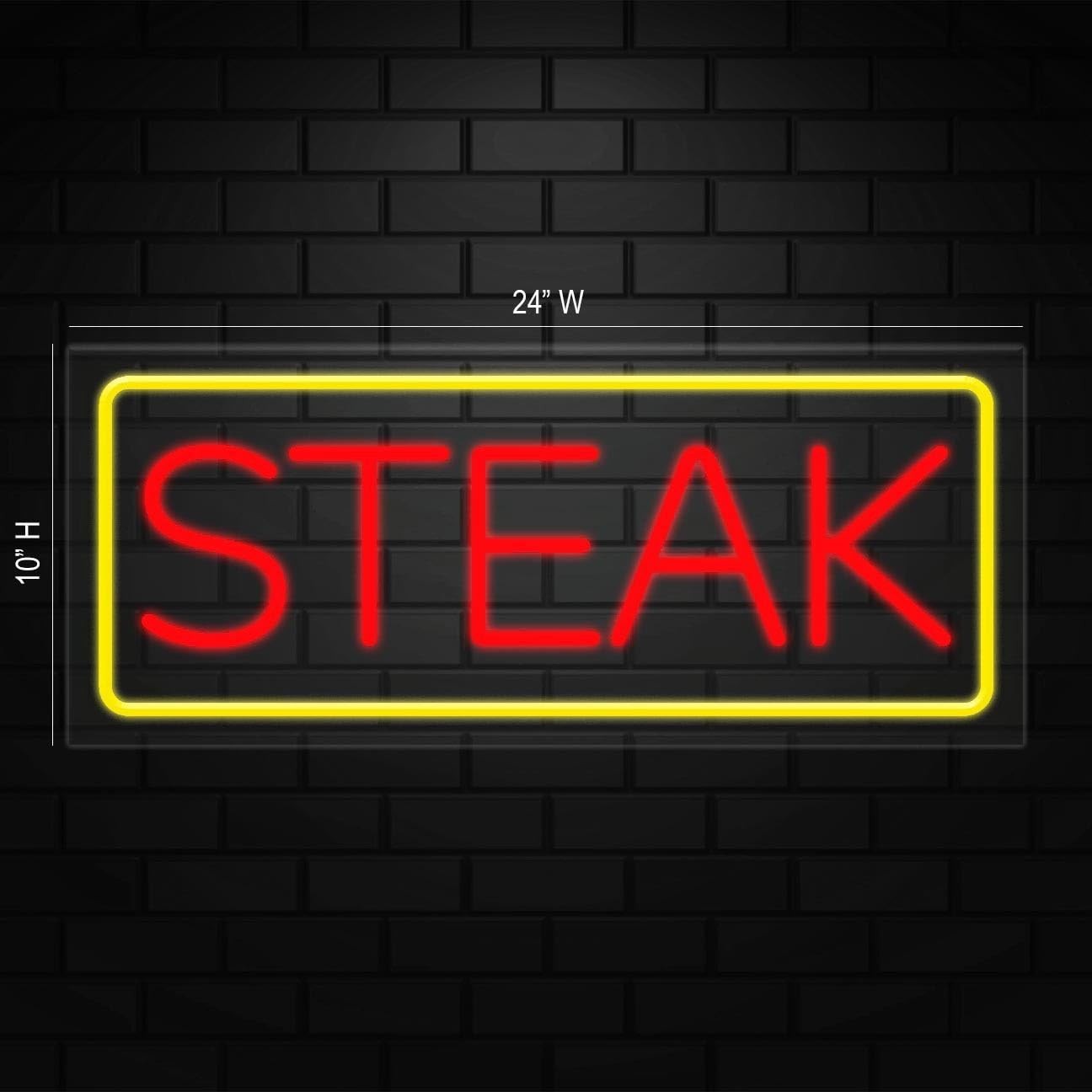 Steak Neon Sign for Retail Displays | LED Flex Neon | 24″W x 10″H x 1″D
