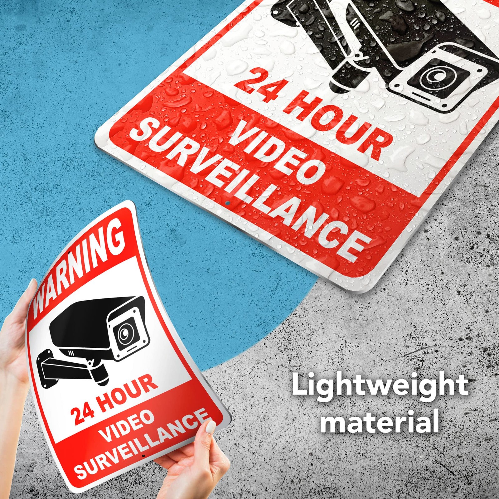 2 PC Video Surveillance Sign – 10×7 Aluminum Smile Your on Camera Signs – 24