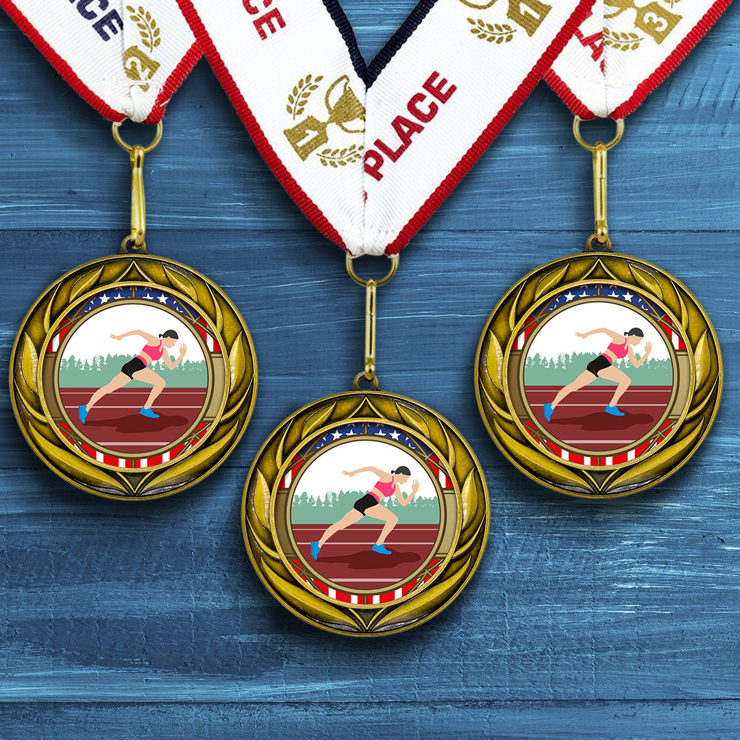 All Quality Wreath Design Track and Field Medal (female)