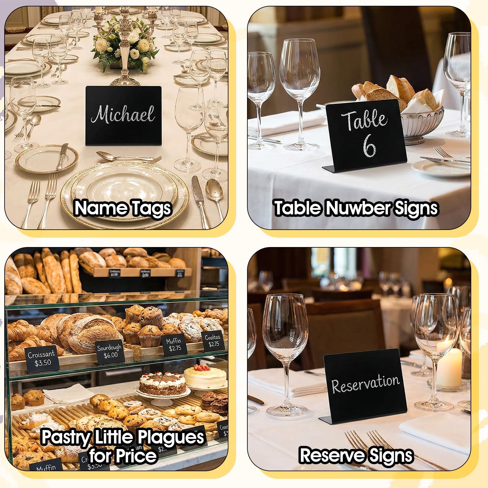 50 Pack Food Labels for Party Buffet, 4″ x 3″ Mini Chalkboard Signs for Food,…