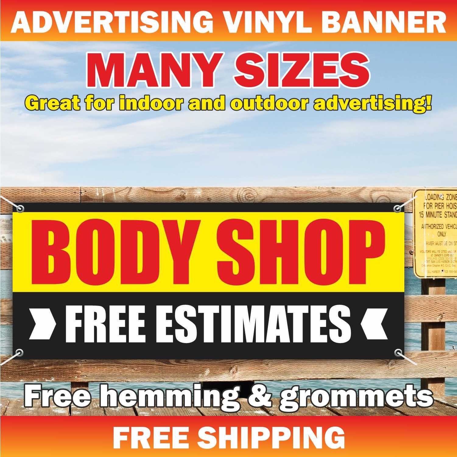 BODY SHOP FREE ESTIMATES Advertising Banner Vinyl Mesh Sign auto repair service