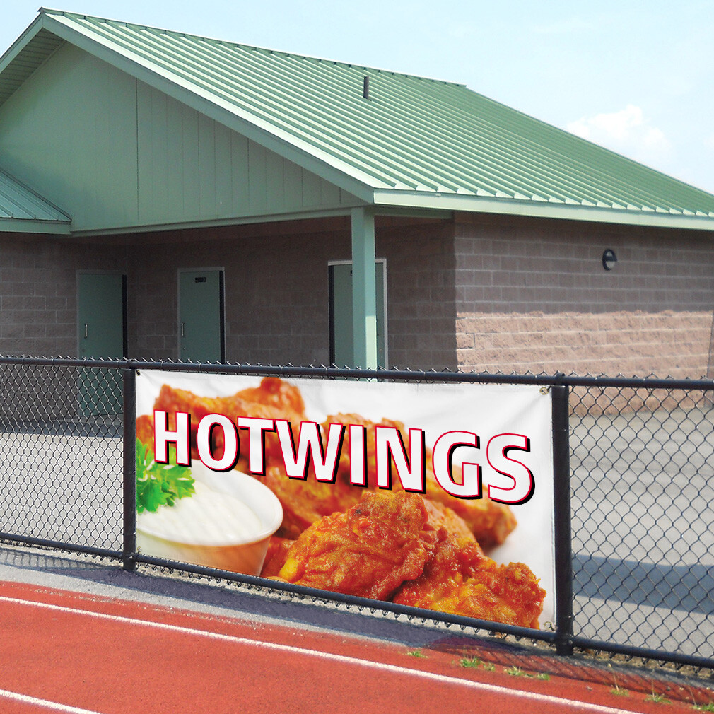 Vinyl Banner Multiple Sizes Hot Wings Restaurant Cafe Bar Restaurant & Food