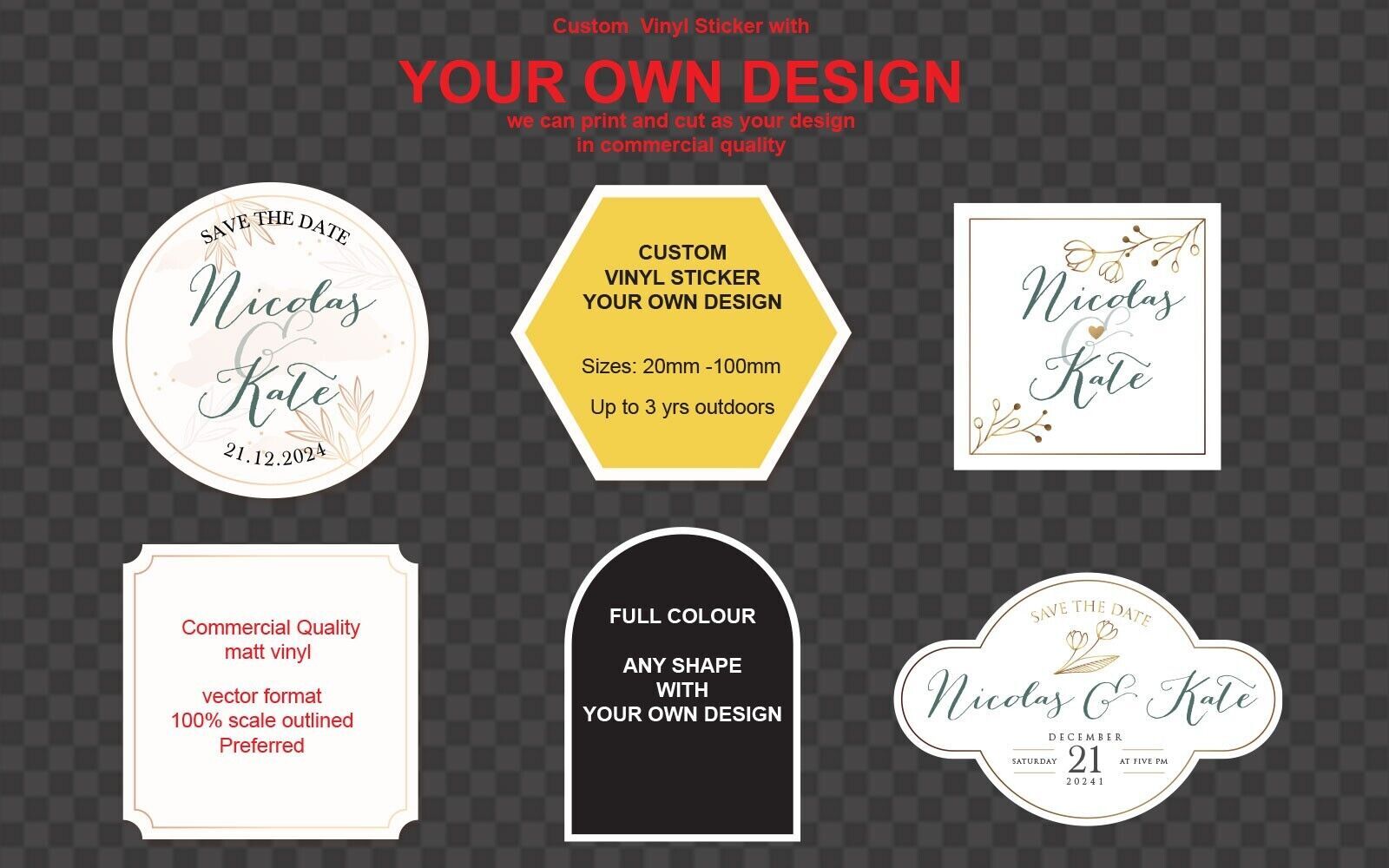 Custom Stickers Logo Any Shapes Indoor Outdoor UV safe Label Car Bumper