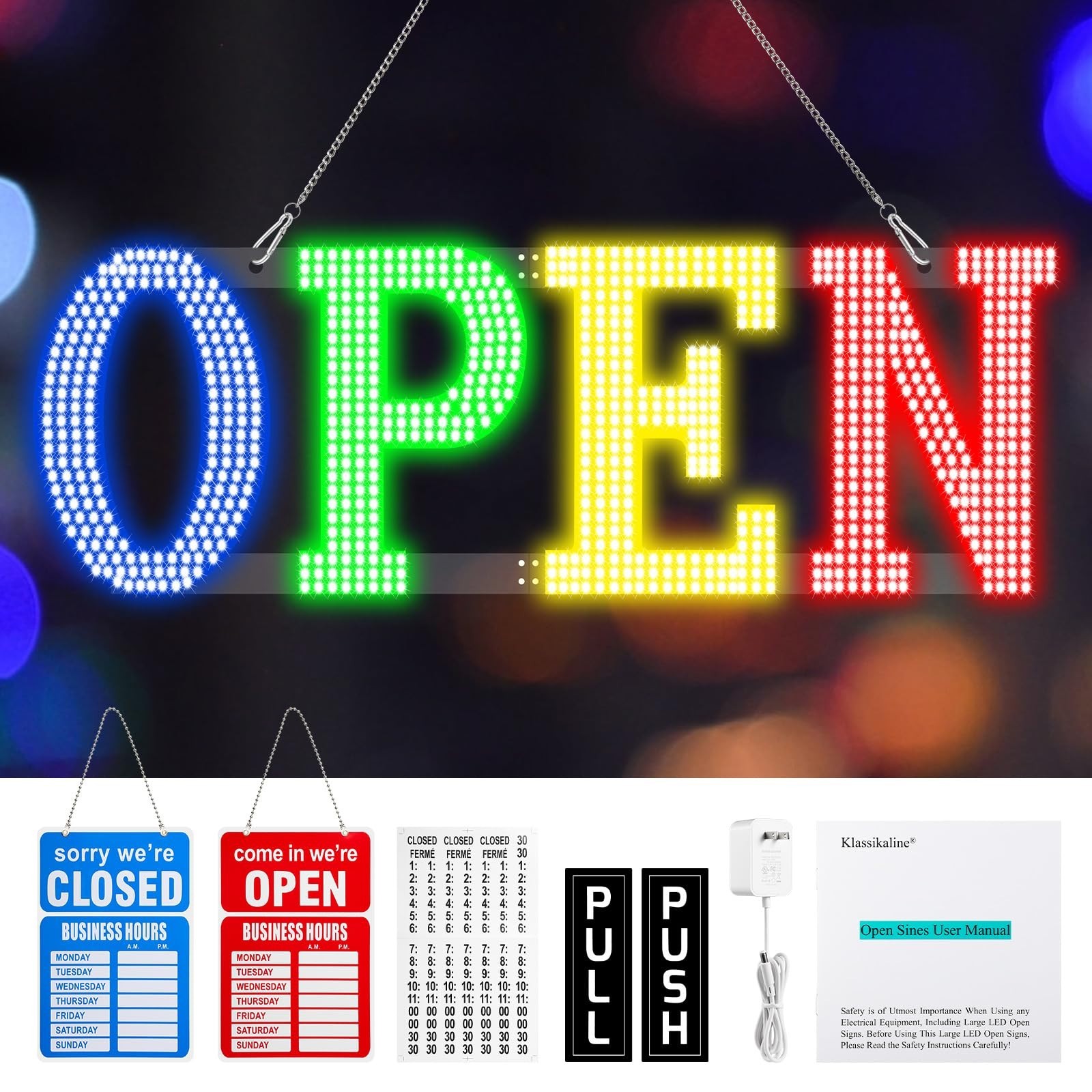 Ultra Bright LED Open Sign 40″x14″ for Business, Store, Bar, Restaurant, Salon