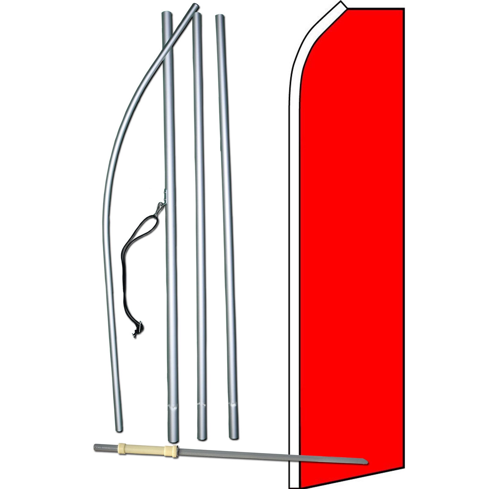 Solid Red Swooper Flag Kit