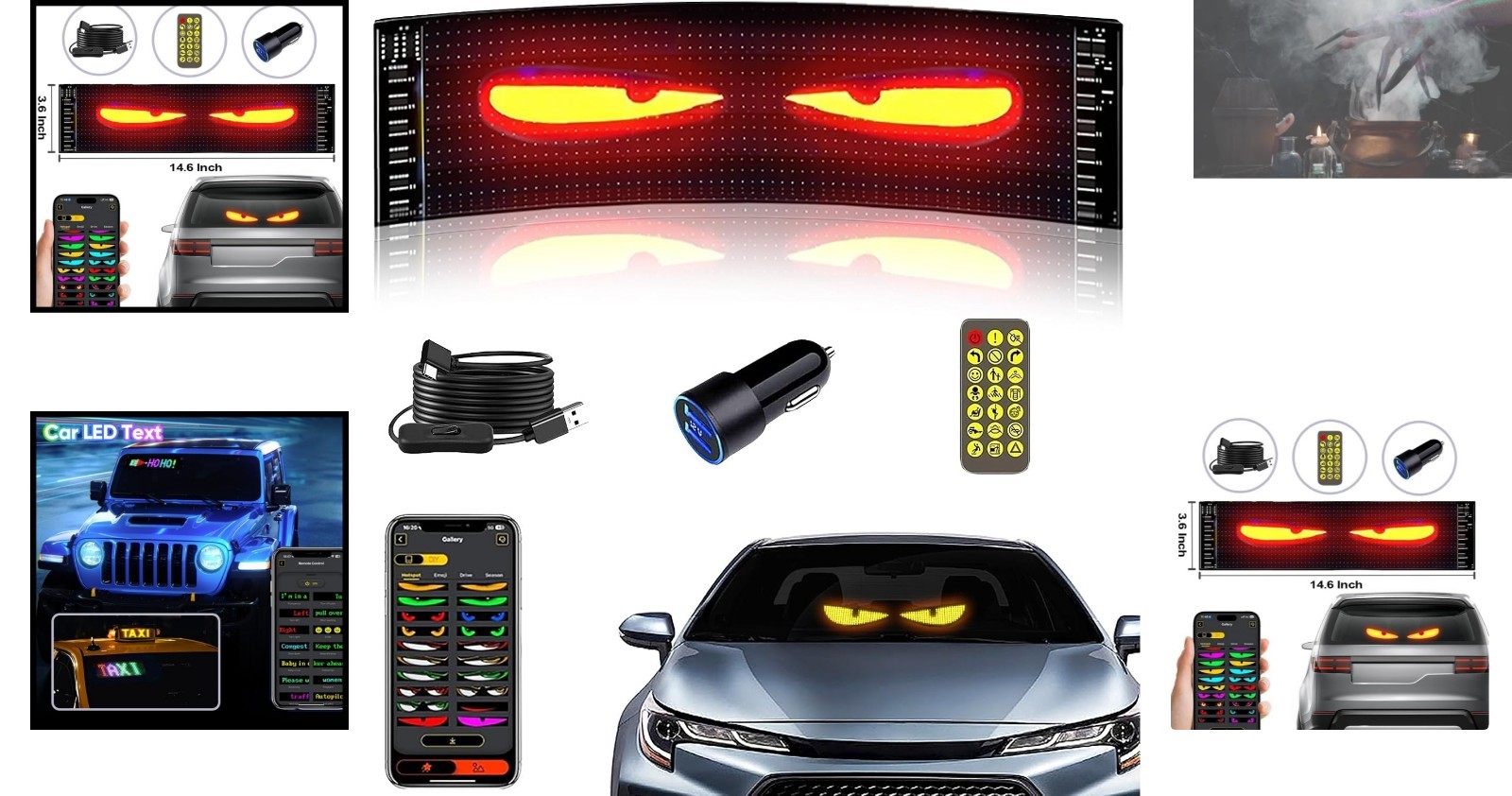 Customizable LED Car Sign with Bluetooth Control – 14.6” x 3.6” Flexibility