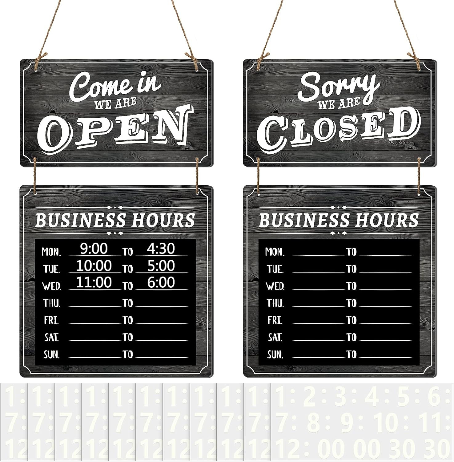 Business Hours Sign Store Hours Sign Hanging Open and Closed Signal Double Sided