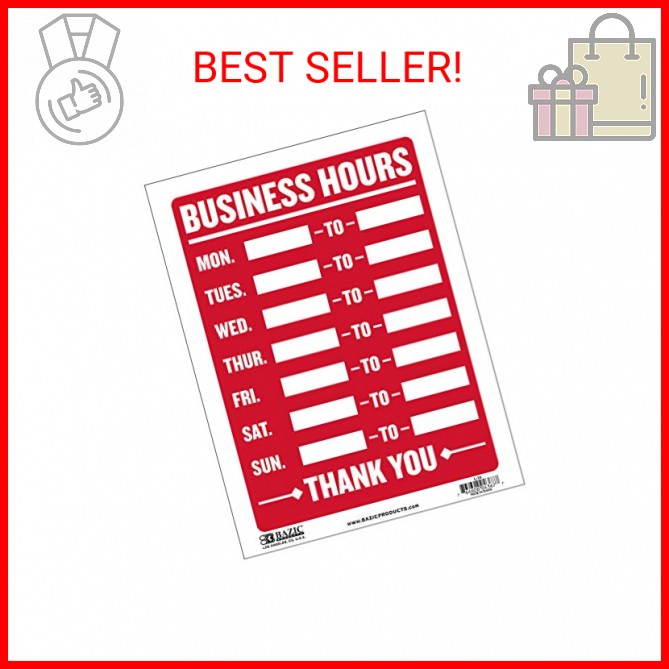 BAZIC Products Business Hours Sign 12″x16″, Open Closed Signs Signage For Busine