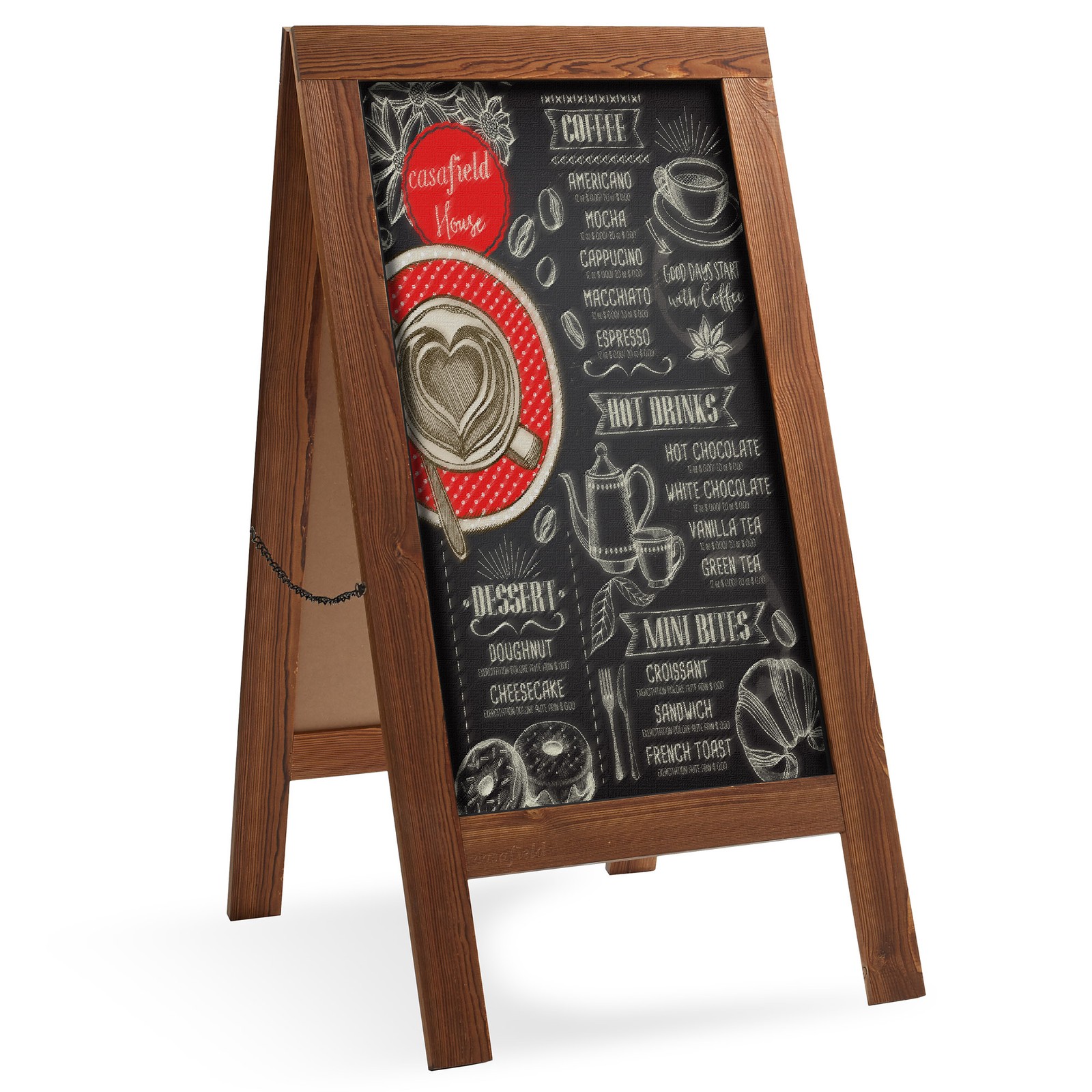 A Frame Chalkboard Sign, 40″x20″ Double-Sided Magnetic Menu Board, Rustic Brown