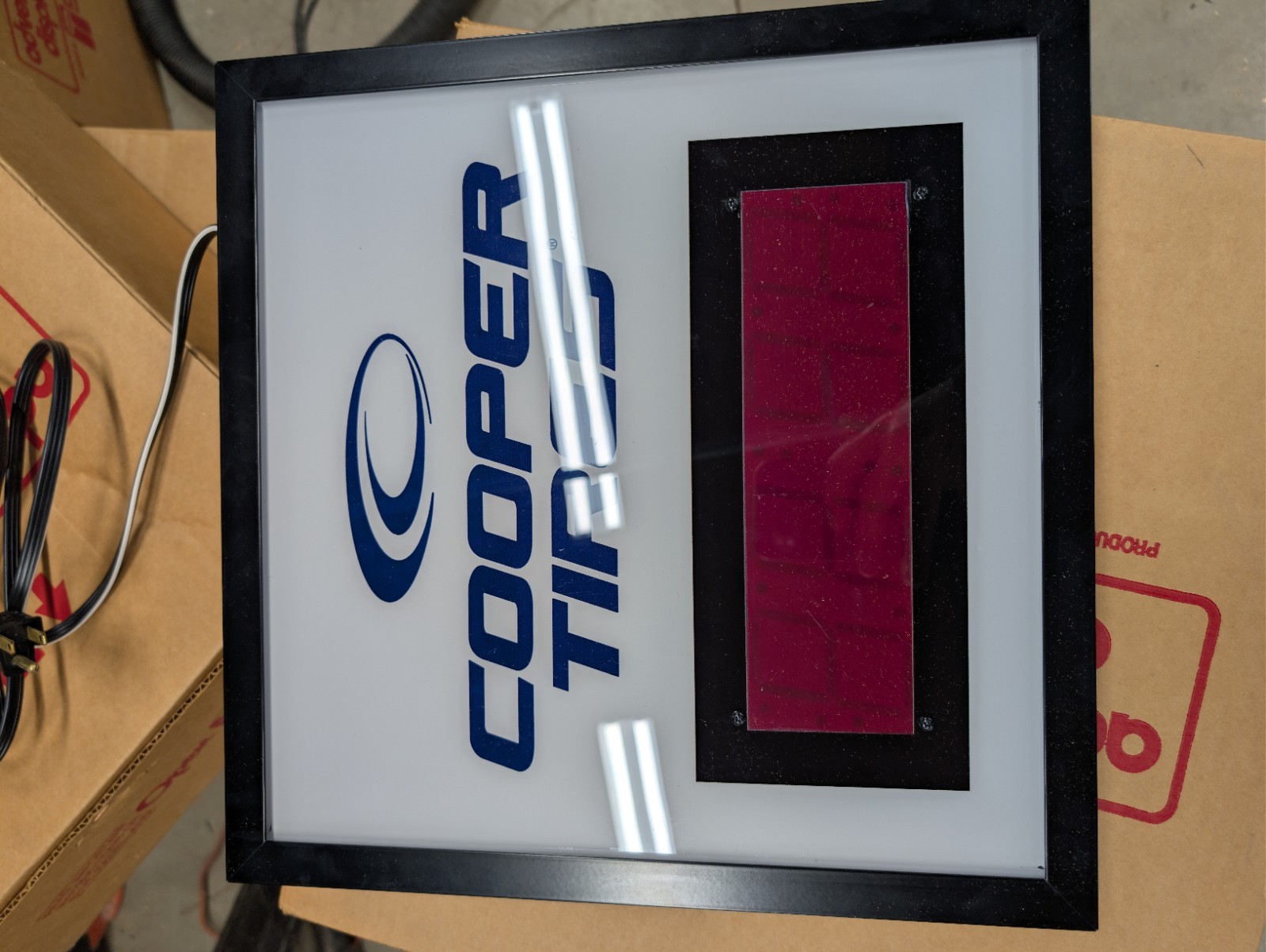 Cooper Tires Double Sided Lighted Clock & SIGN 14″x14″x3″ New In Box Dualite