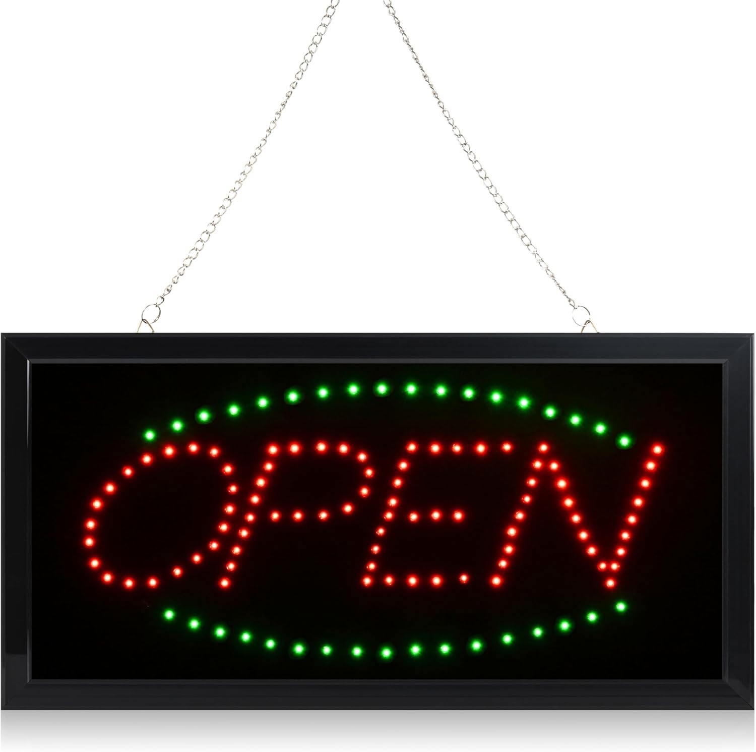 LED Neon Open Sign with Animation – 19×10 Inch Bright Light Up Window Sign fo…