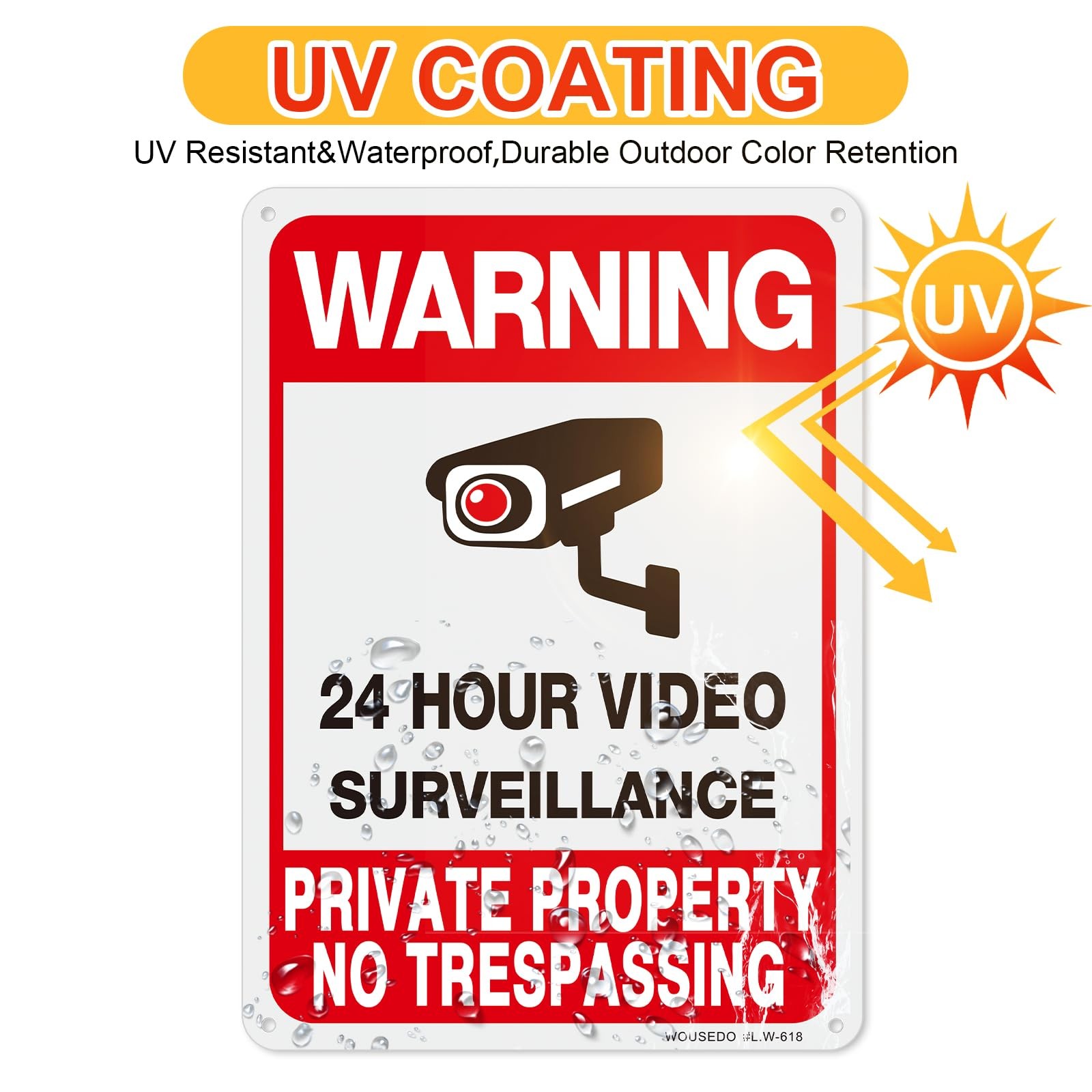 4-Pack Private Property No Trespassing Sign,Video Surveillance Signs Outdoor