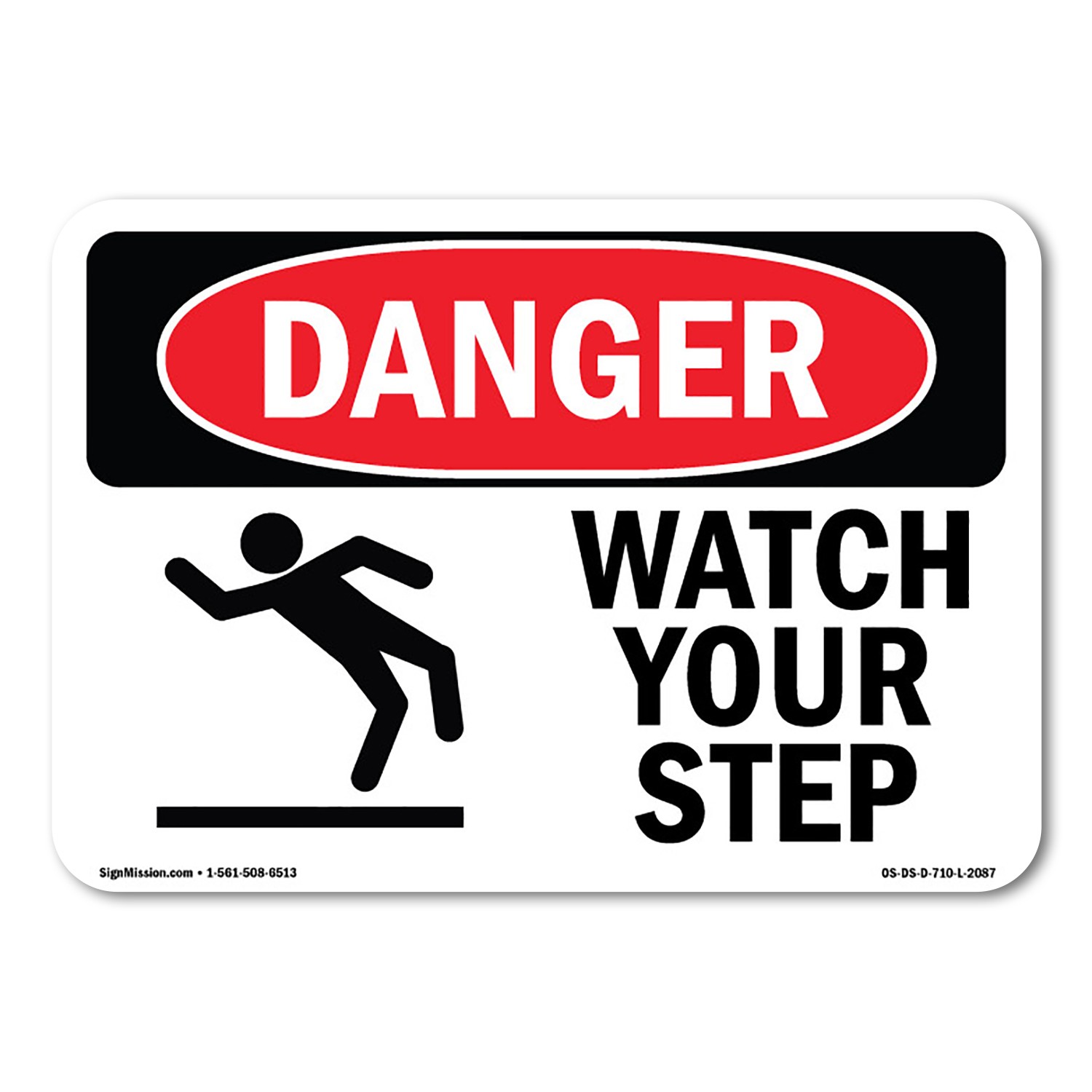 Watch Your Step ANSI Danger Sign Metal Plastic Decal