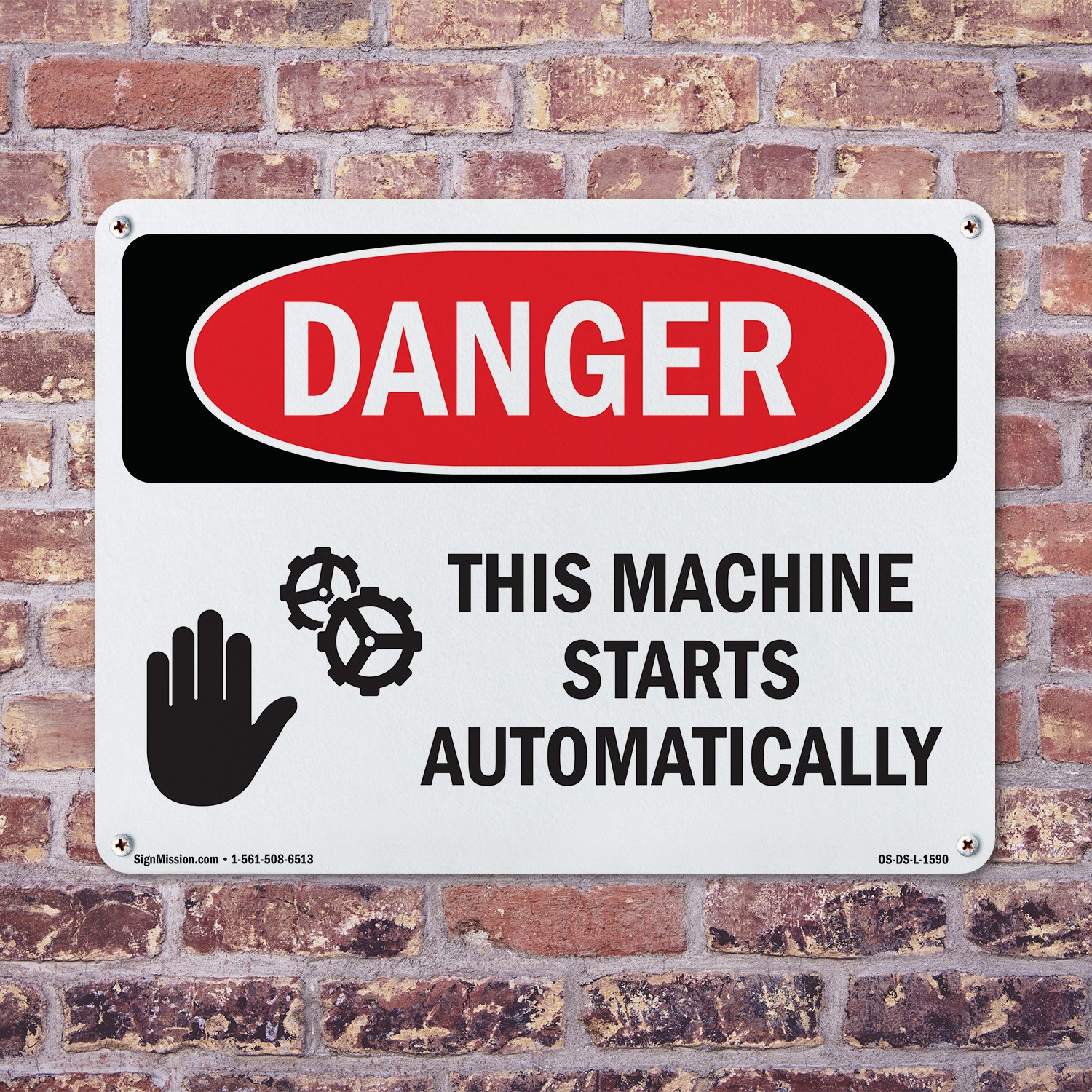 This Machine Starts Automatically OSHA Danger Sign Metal, Decal – 5 or 10 Pack