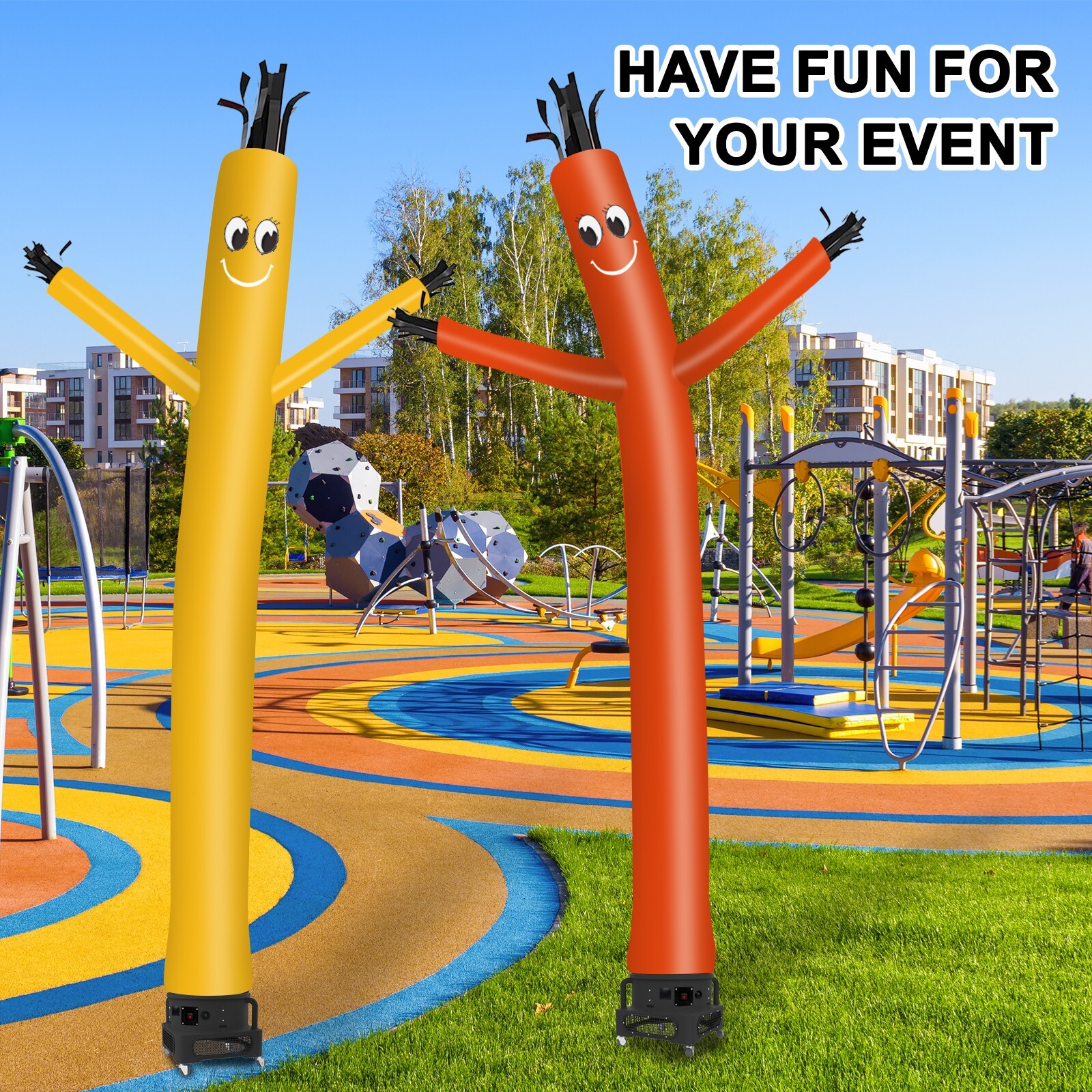 MOUNTO 20ft Orange Inflatable Dancer Sky Puppet Dancer with 1hp 18inch Blower
