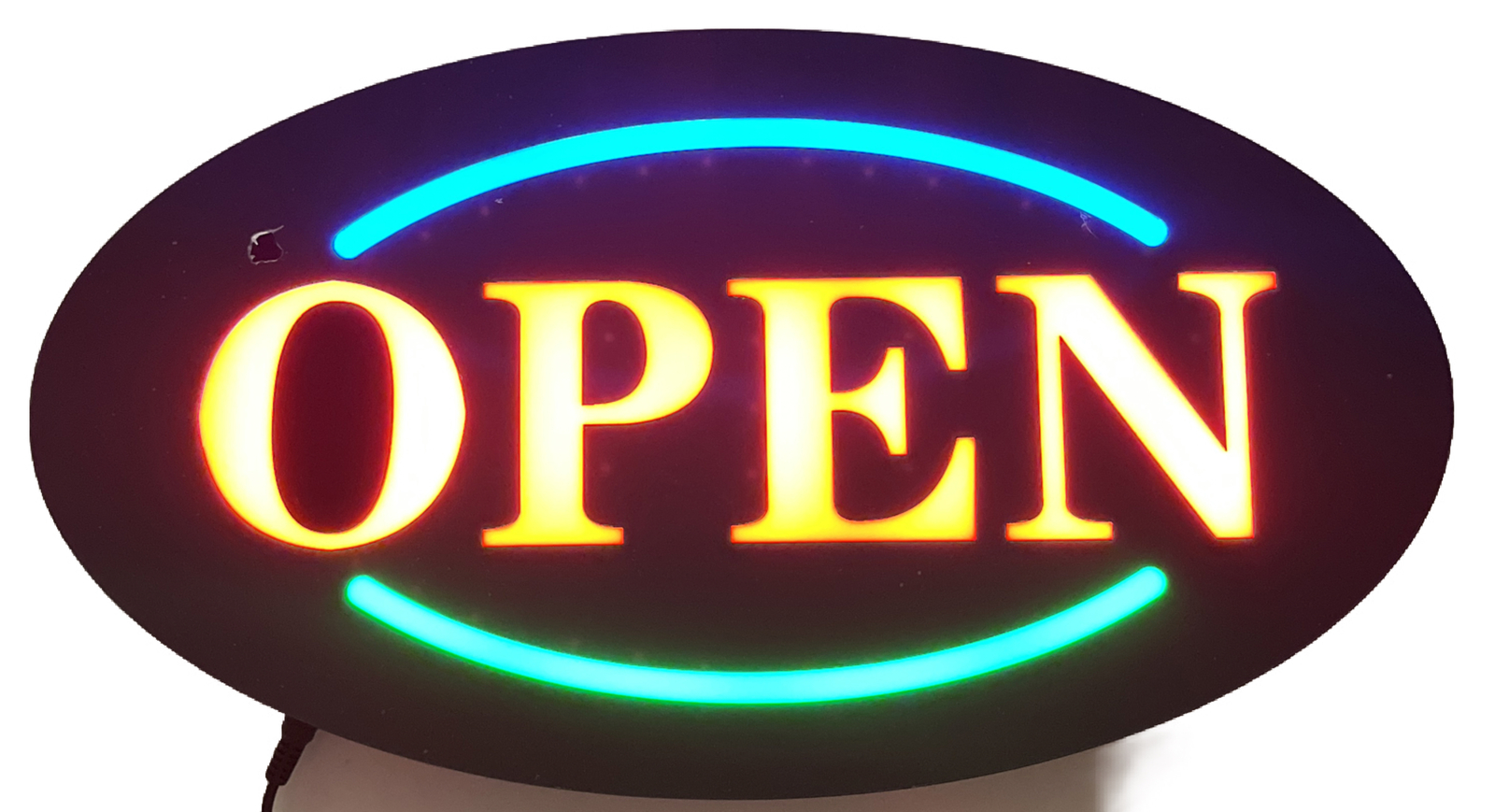 LED Open 17in X 9in Oval Illuminated Sign – Multi-Color- 3 Mode READ See Pics