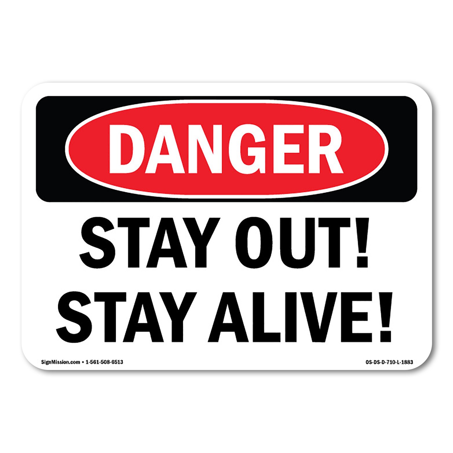 Stay Out! Stay Alive! ANSI Danger Sign Metal Plastic Decal