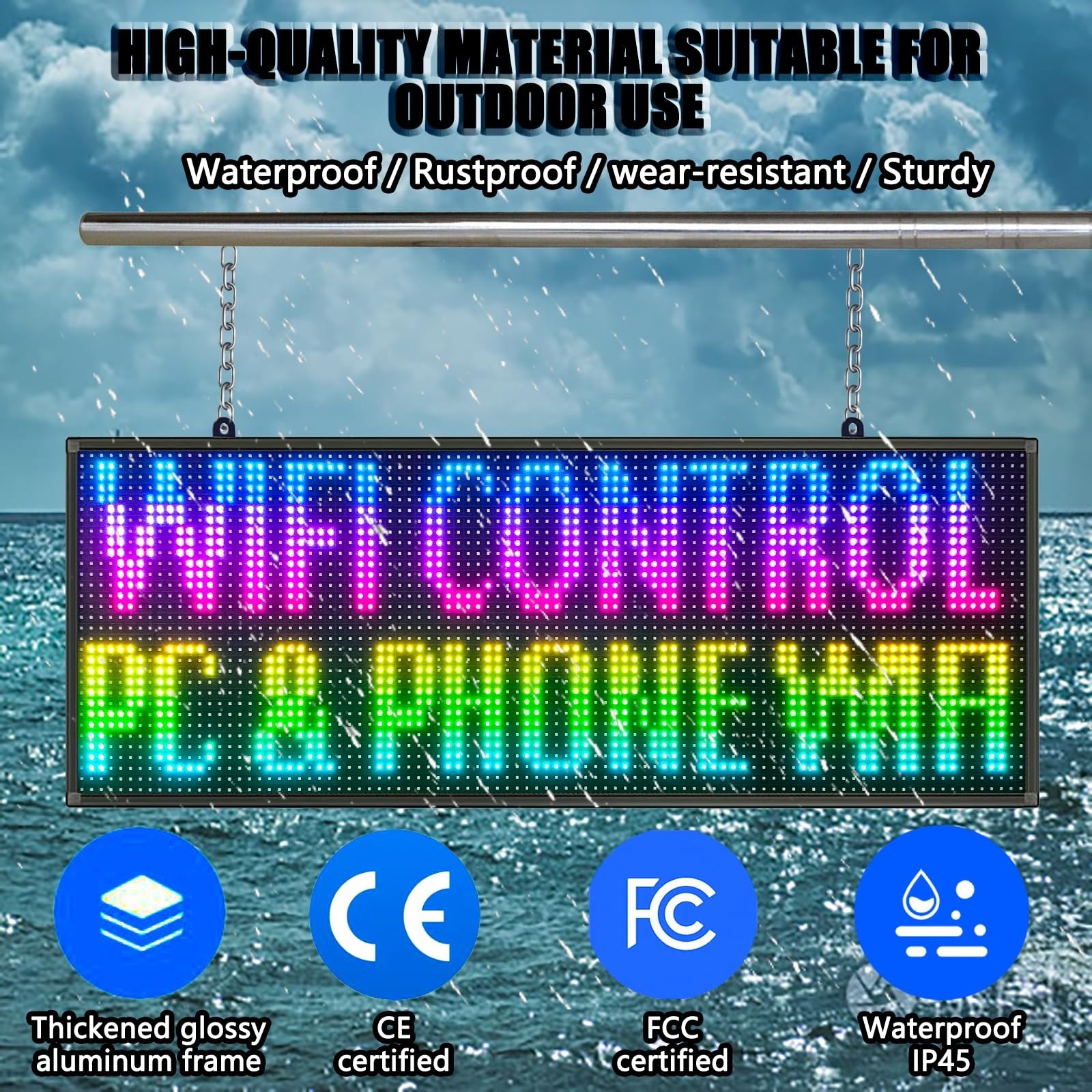 P10 Outdoor Led Sign, Scrolling Message Display Full Color Digital Message Di…