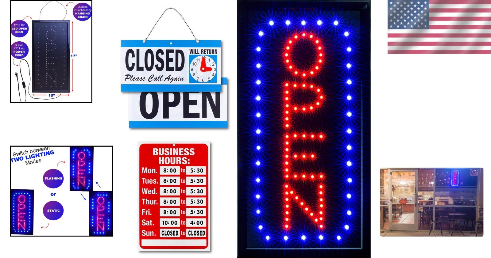 Customizable Open & Closed Neon LED Sign with Business Hours – Attract Customers
