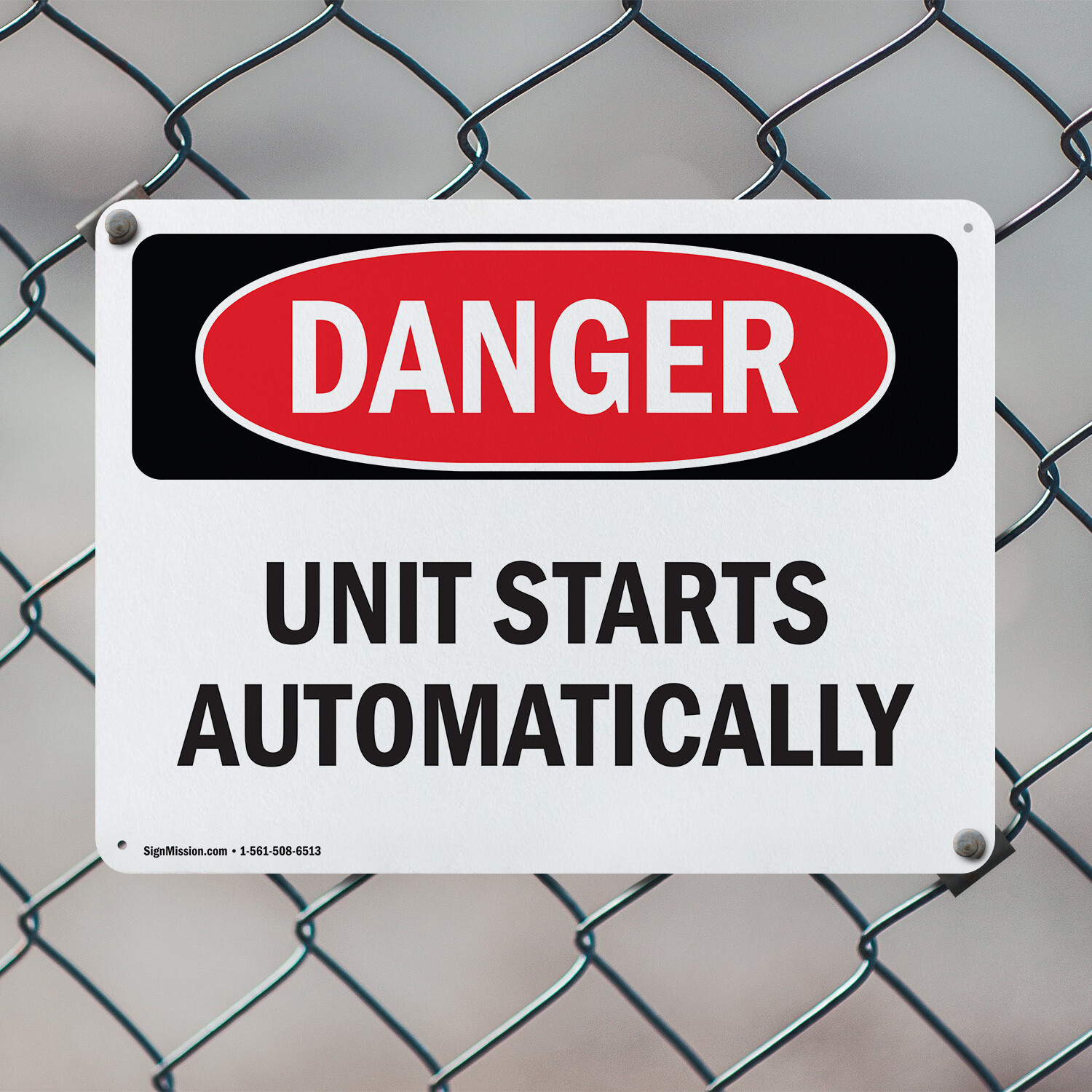 (2 Pack) Unit Starts Automatically OSHA Danger Sign Decal Metal Plastic