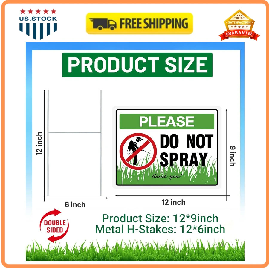 Do Not Spray Yard Sign 2 Pack 12×9 Corrugated Plastic with Metal Stakes