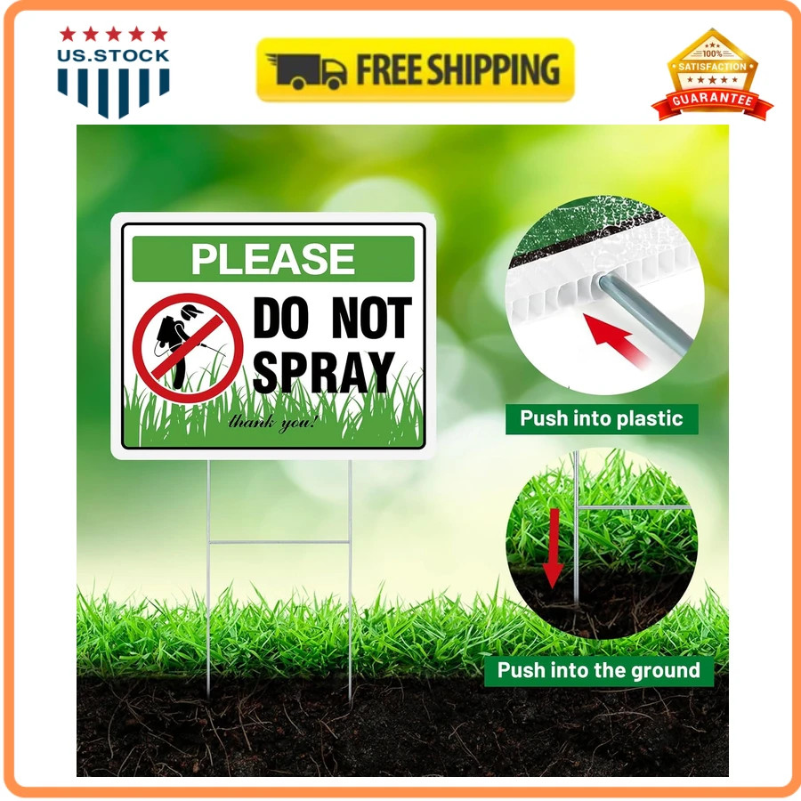 Do Not Spray Yard Sign 2 Pack 12×9 Corrugated Plastic with Metal Stakes