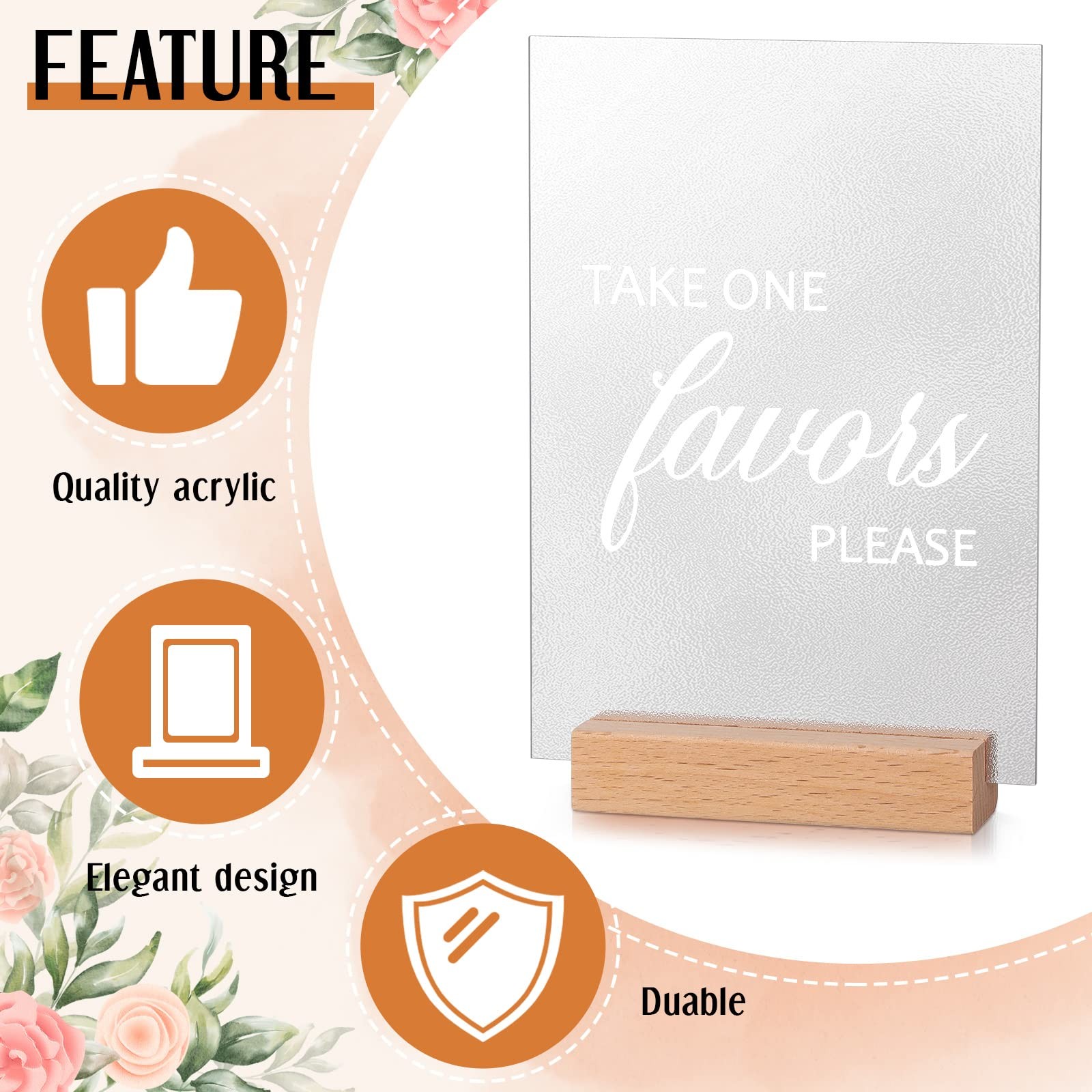 3 PCS 5×7 Inch Acrylic Wedding Signs with Stands for Guest Book, Gifts Table