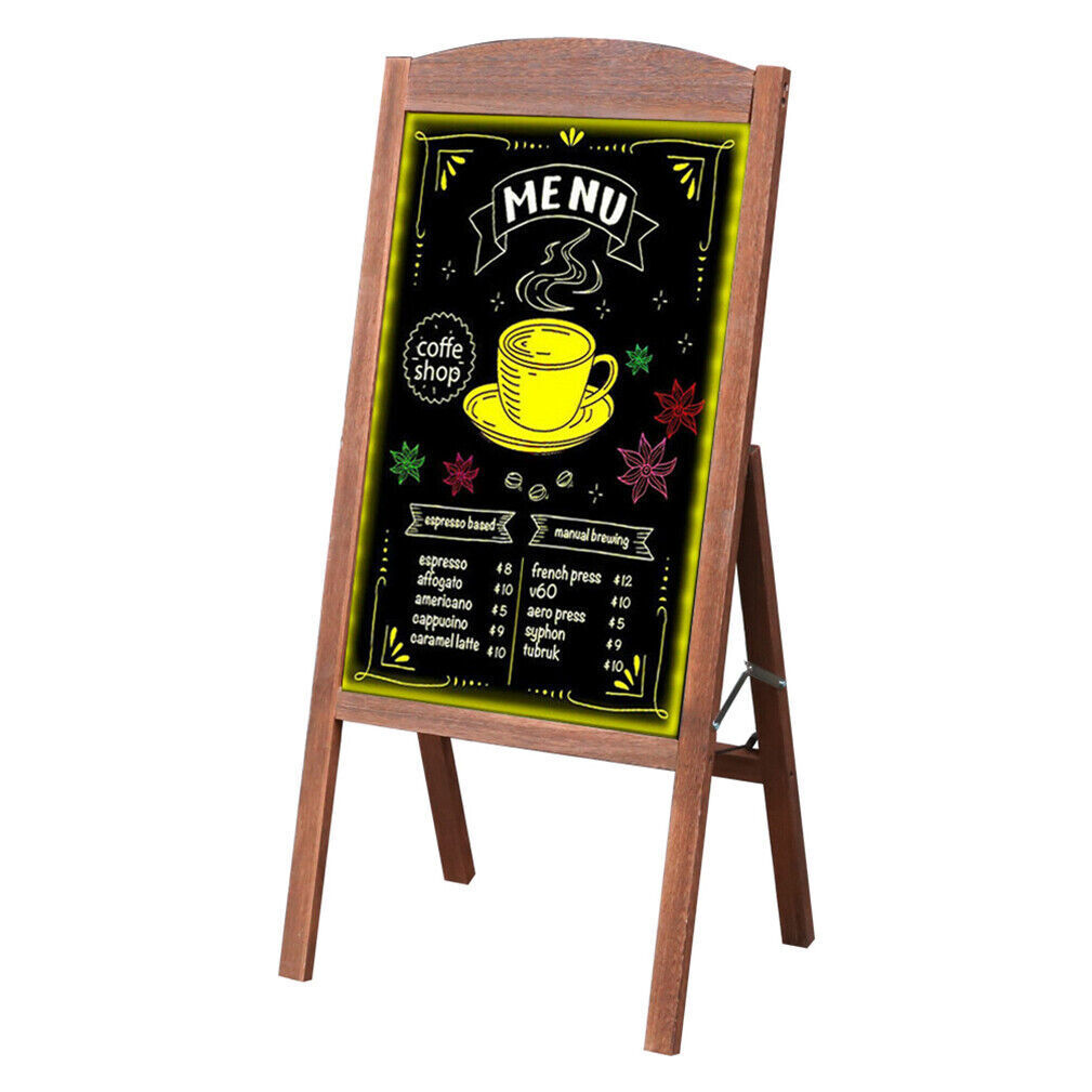 Heavy Rustic Large Wood A-Frame Magnetic LED Chalkboard Blackboard Wedding Cafe