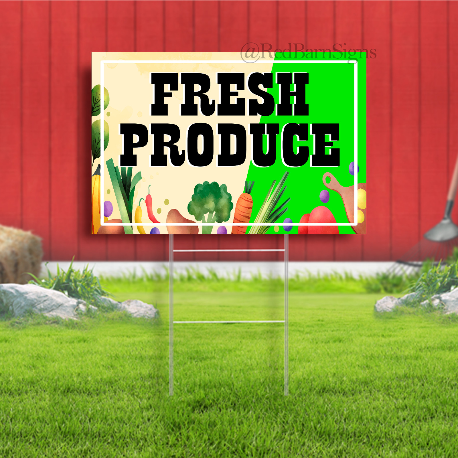 Fresh Produce Indoor Outdoor Yard Sign