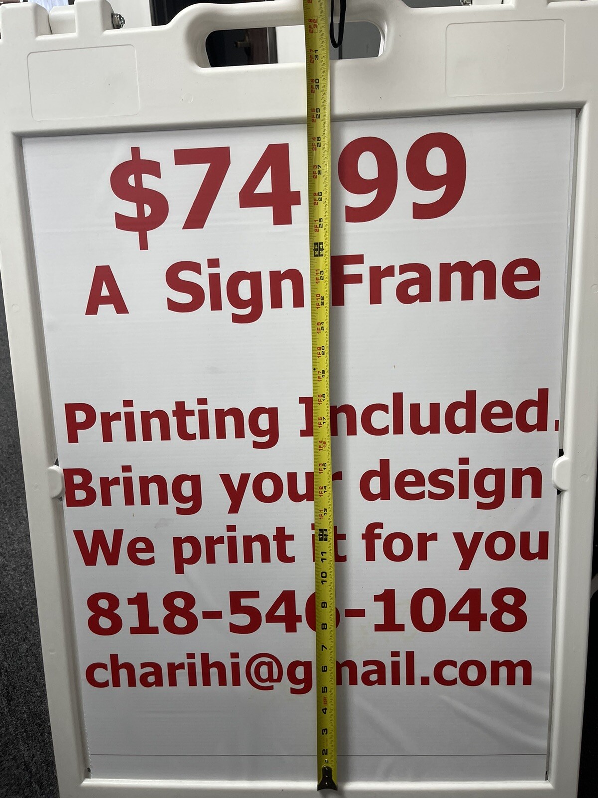 Custom REPLACEMENT SIGN A-Frame Sidewalk Sign replaceable Board 22.5′ X 29.5′