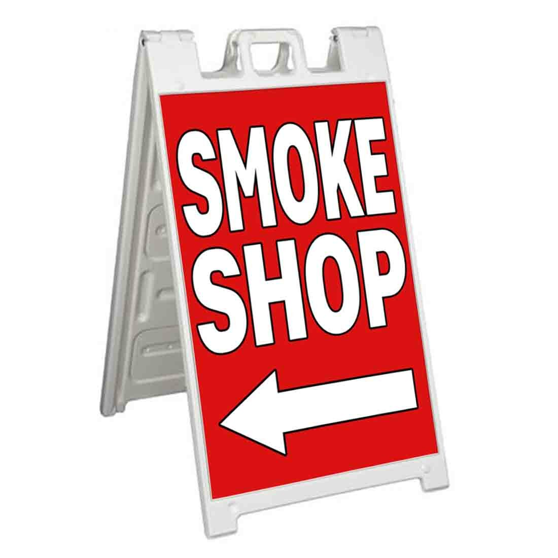 SMOKE SHOP LEFT ARROW Signicade 24×36 Aframe Sidewalk Sign Banner Decal VAPE CBD