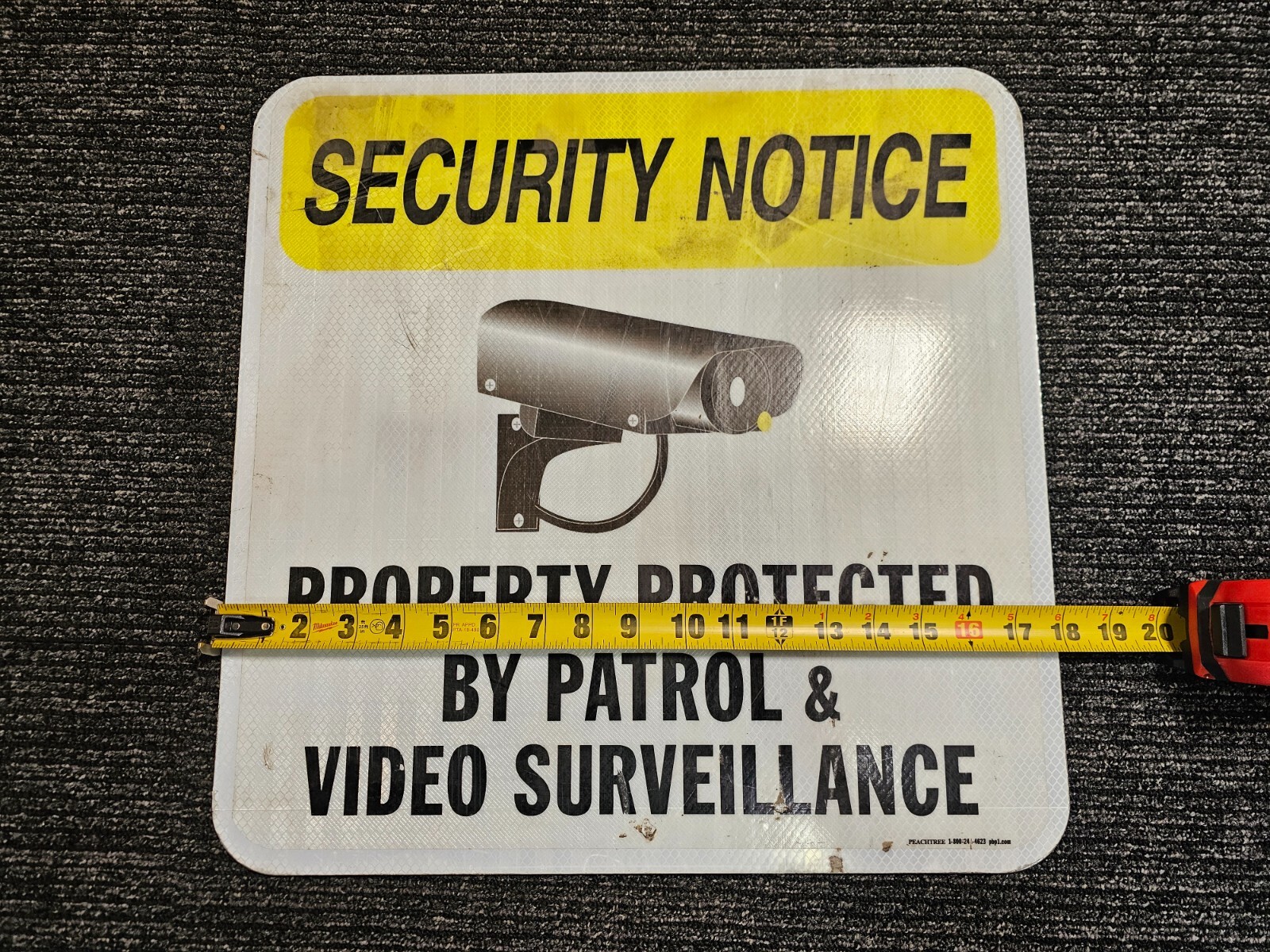 (QTY 2) Peachtree 18″ X 18″ Protected By Video Surveillance Sign, Non-Reflective