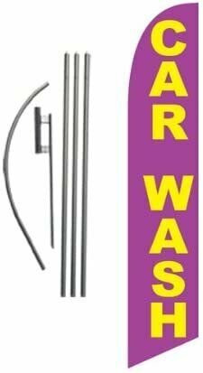 Car Wash Advertising Feather Banner Swooper Flag Sign with Flag Pole Kit and…