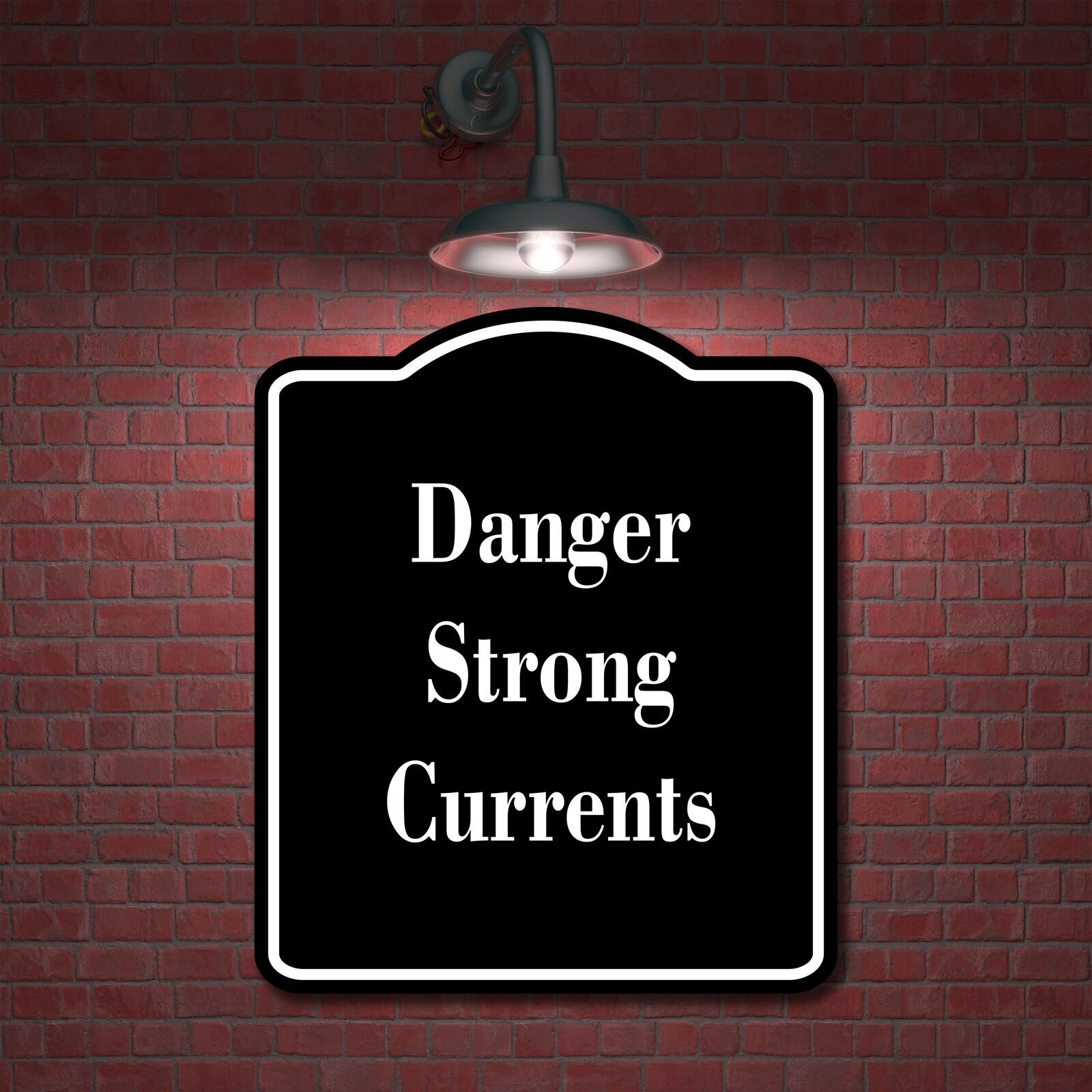 Danger Strong Currents BLACK Aluminum Composite Sign