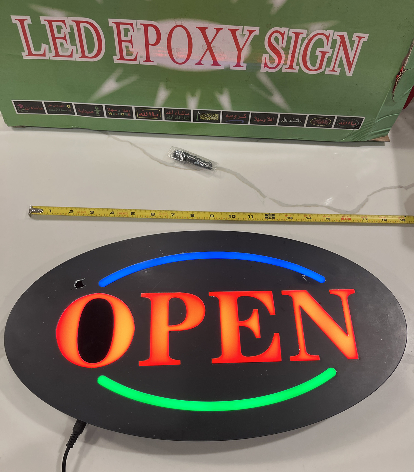 LED Open 17in X 9in Oval Illuminated Sign – Multi-Color- 3 Mode READ See Pics