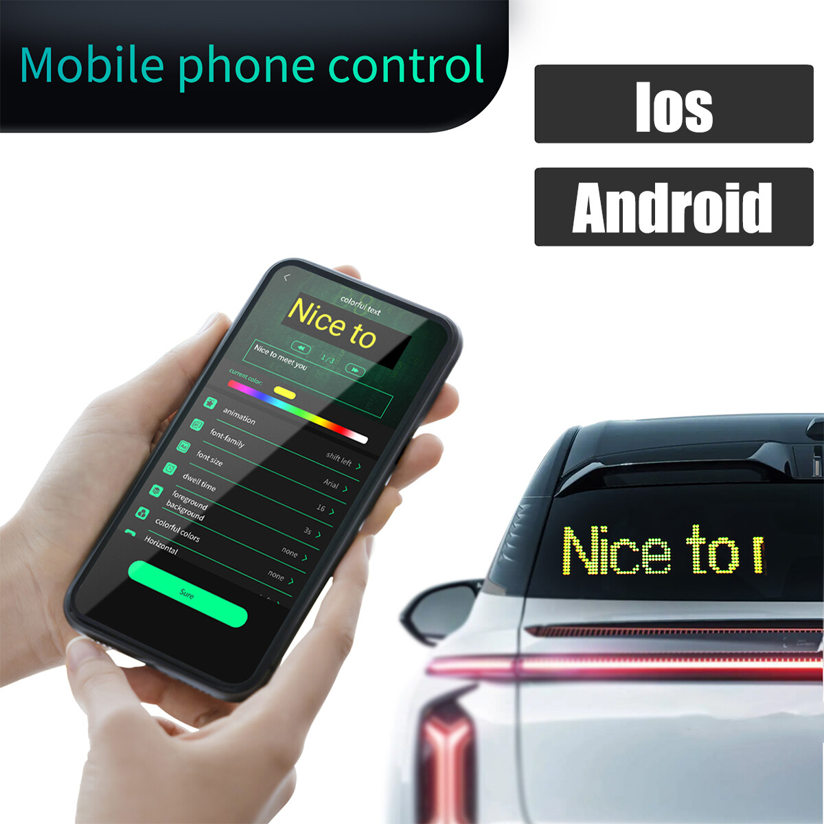 LED RGB Car Eye Sign Animation Matrix USB Panel DIY Programmable Bluetooth Pixel