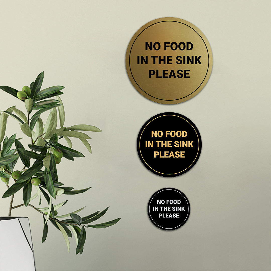 Circle No Food In The Sink Please Wall or Door Sign