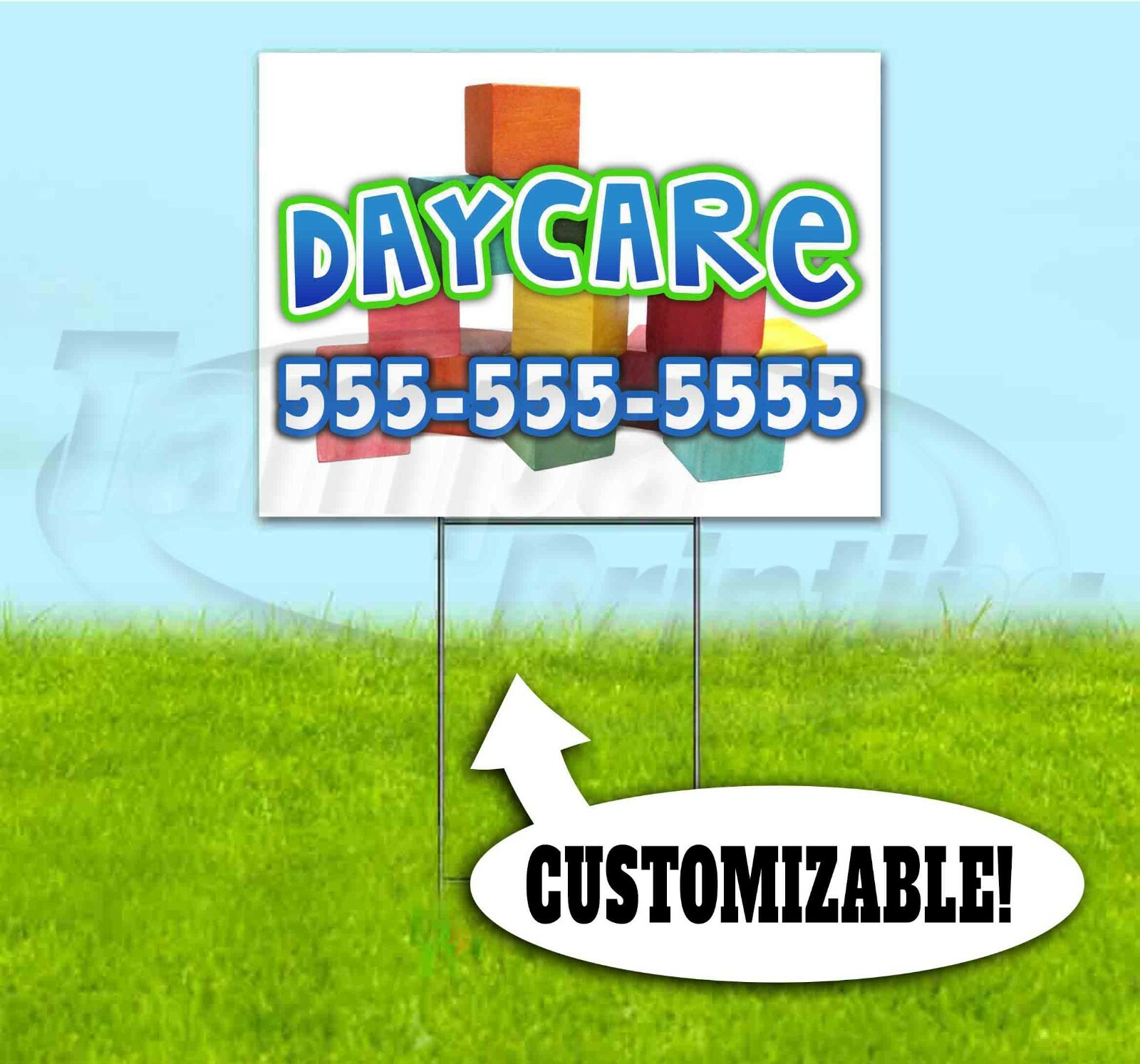 DAYCARE CUSTOM PHONE 18×24 Yard Sign WITH STAKE Corrugated Bandit SCHOOL
