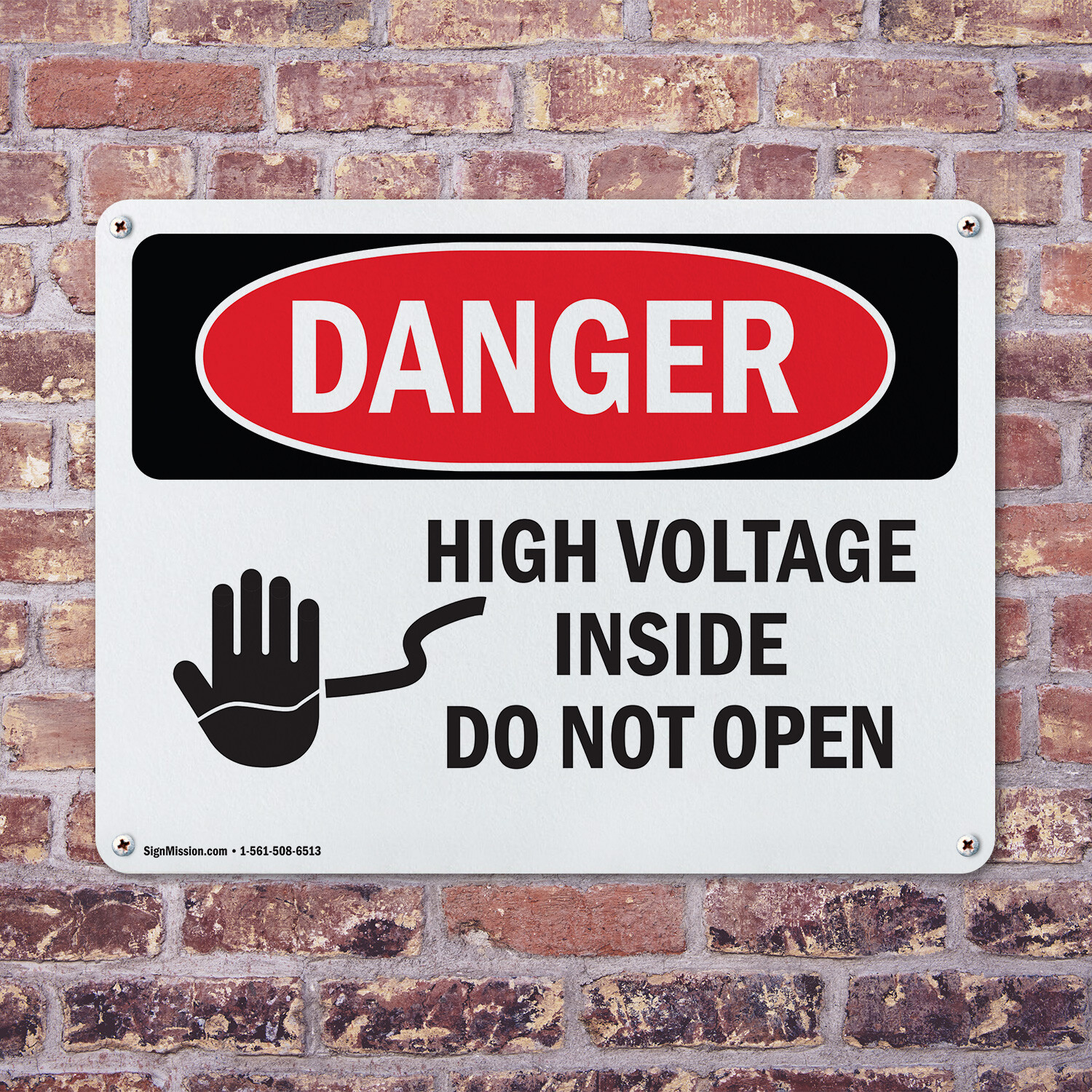 (2 Pack) High Voltage Inside Do Not Open OSHA Danger Sign Decal Metal Plastic