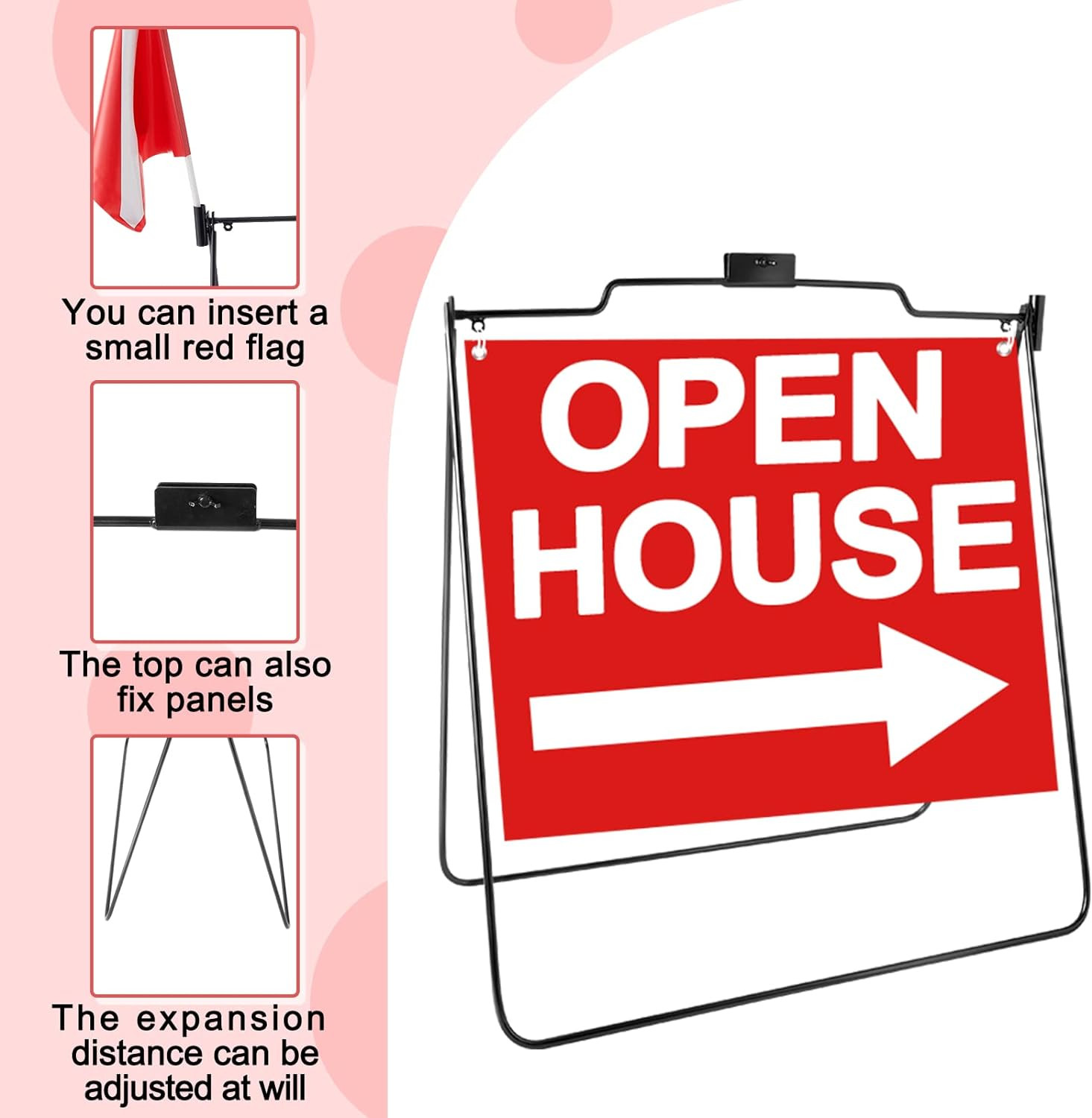 5 Pack Open House Signs, Open House Yard Sign Frames, a Frame Metal Stand Open H