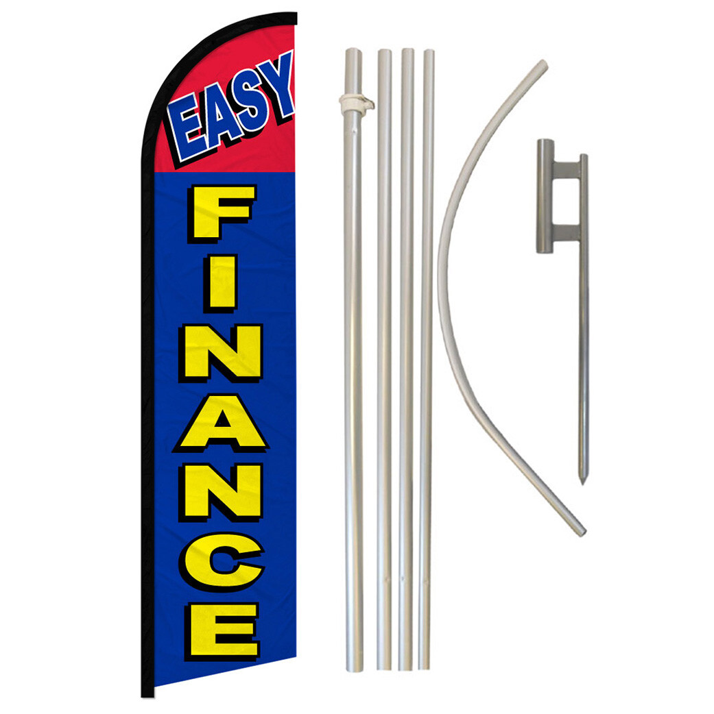 Financing Full Curve Windless Swooper Flag & Pole Kit Auto Dealership
