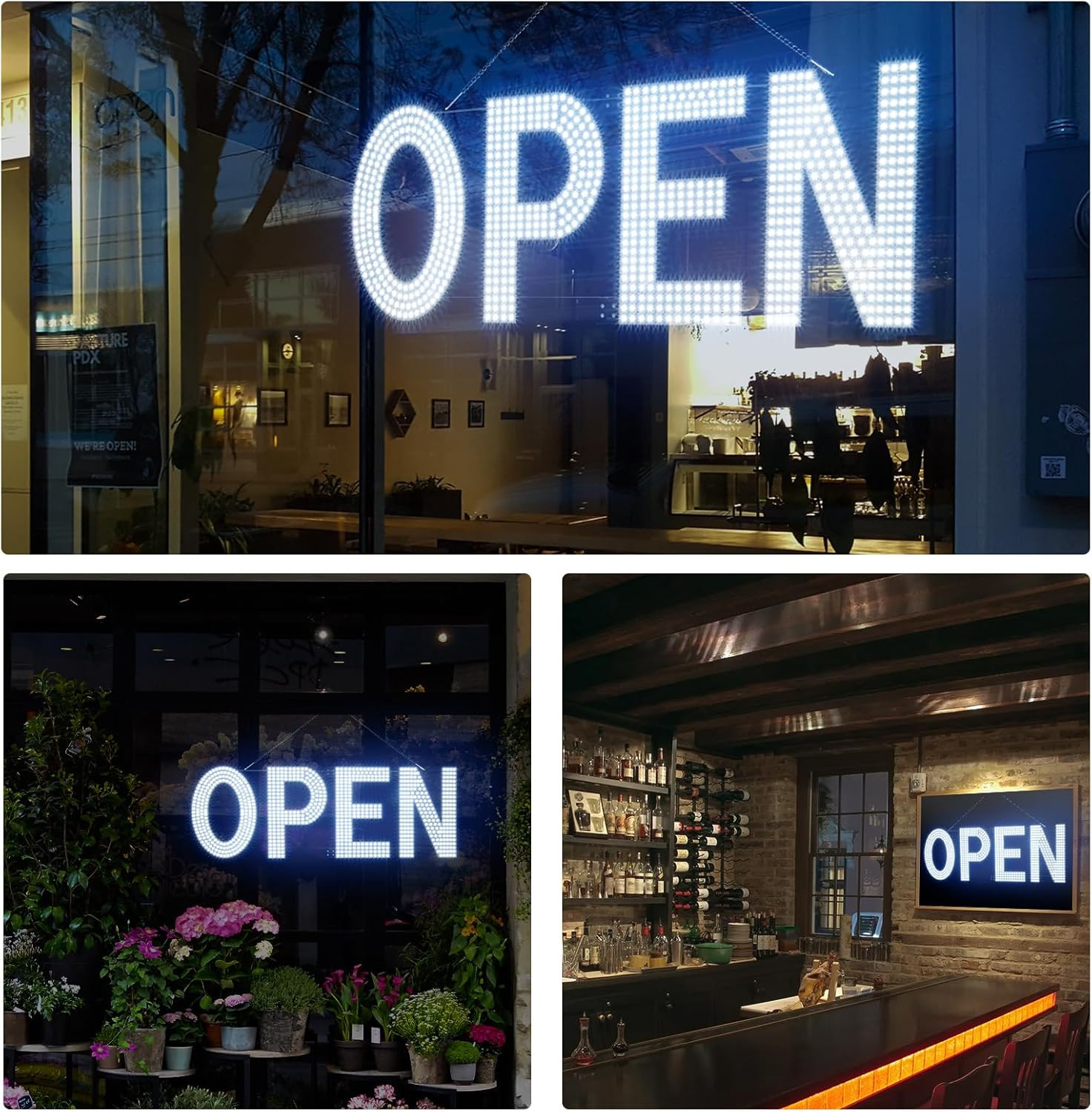 LED Open Signs for Business, 40″X14″ Dimmable Large LED Open Light up Sign with