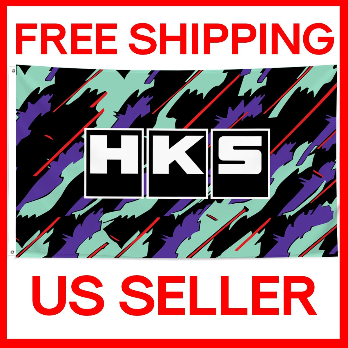 HKS Power 3×5 FT Nobori Banner Flag Sign JDM Performance Car Racing Garage